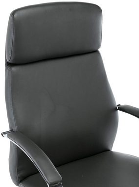TPFLiving Bürostuhl Fargo mit bequemer Rückenlehne - höhenverstellbar und 360° drehbar (Schreibtischstuhl, Drehstuhl, Chefsessel, Konferenzstuhl), Gestell: Metall chrom - Sitzfläche: Kunstleder grau