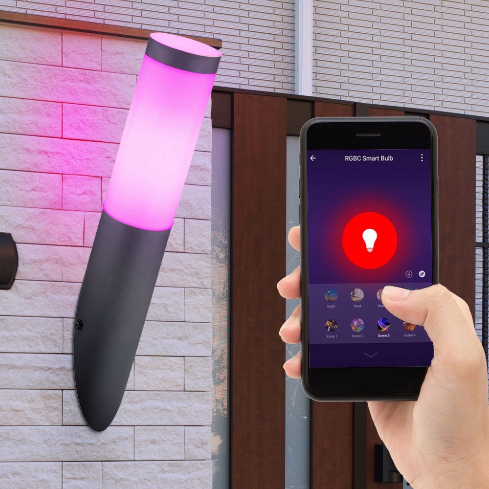 Globo LED Warmweiß, Wand Leuchten inklusive, App Handy 3er Steuerung Sprach Lampen Außen Tageslichtweiß, Farbwechsel, Leuchtmittel Wandstrahler, Fackel Neutralweiß, Set Kaltweiß