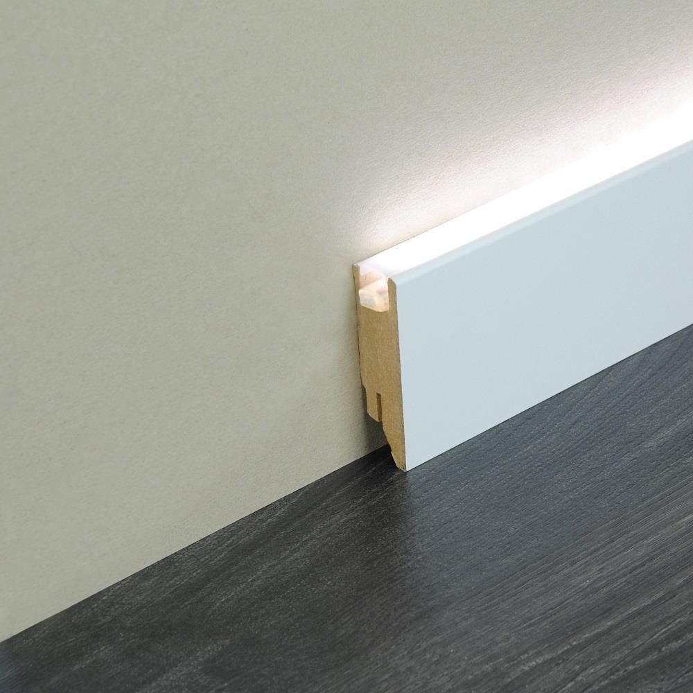 Kosche Deckenleiste LED-Sockelleiste MDF weiß 19 x 70 x 2500 mm, MDF günstig online kaufen