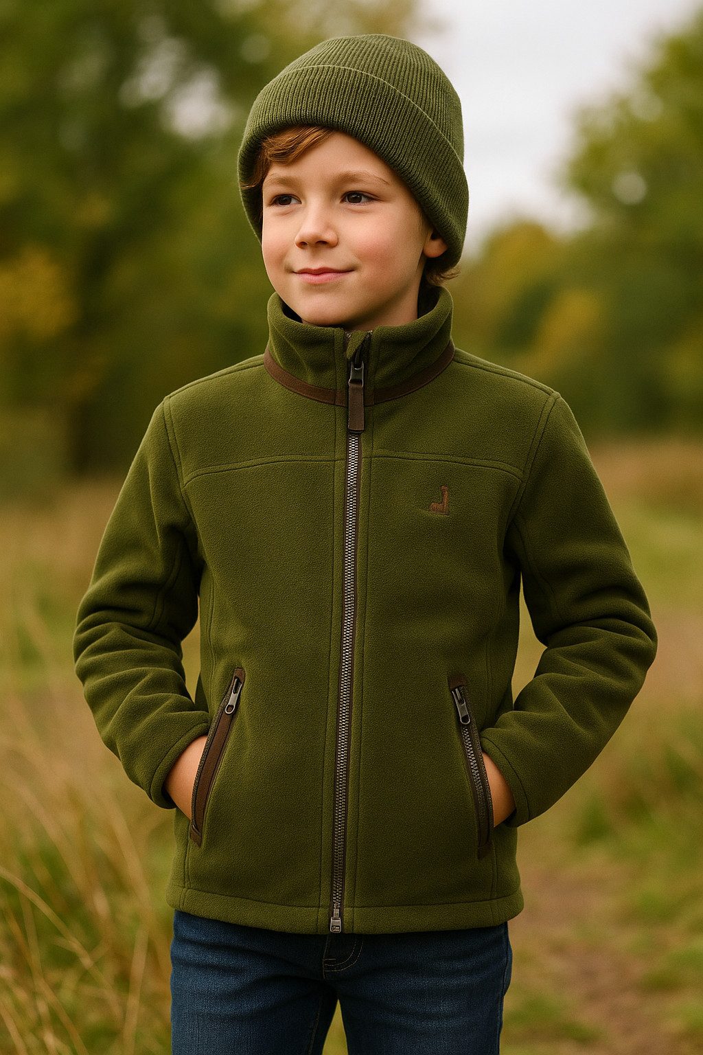 Percussion Outdoorjacke Kinder-Jagdjacke "Sapporo" Fleece oliv/grün Jagdjacke von Oefele Jagd