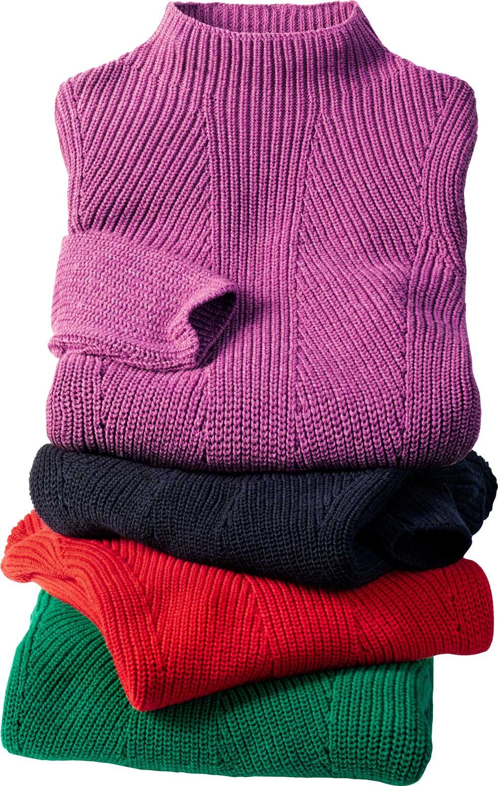 Emilia Parker Stehkragenpullover mit effektvollem Patentstrick