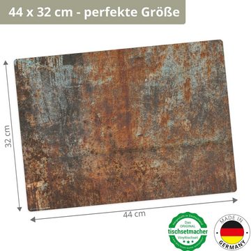 Platzset, Tischset,  Platzset abwaschbar - Stahlplatte Industrial Optik, Tischsetmacher, (aus erstklassigem Vinyl, 4-St., 44 x 32 cm / grau-braun), Made in Germany