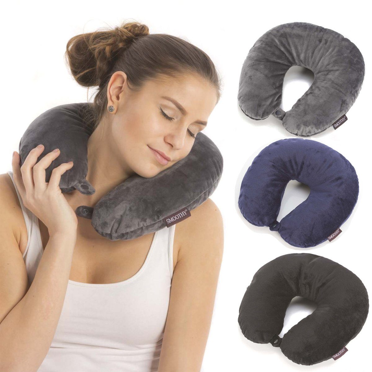 Smoothy Nackenkissen SMOOTHY Reisekissen–Ergonomisches Nackenkissen mit Mic günstig online kaufen