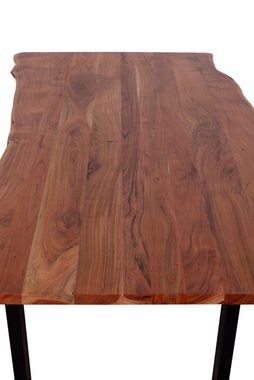 bene living Baumkantentisch Neapel - 160 - 200 x 90 - 100 cm - Akazienholz, Massivholz - Gestell U-Form - 3,5 cm Tischplatte - Esszimmer - Büro