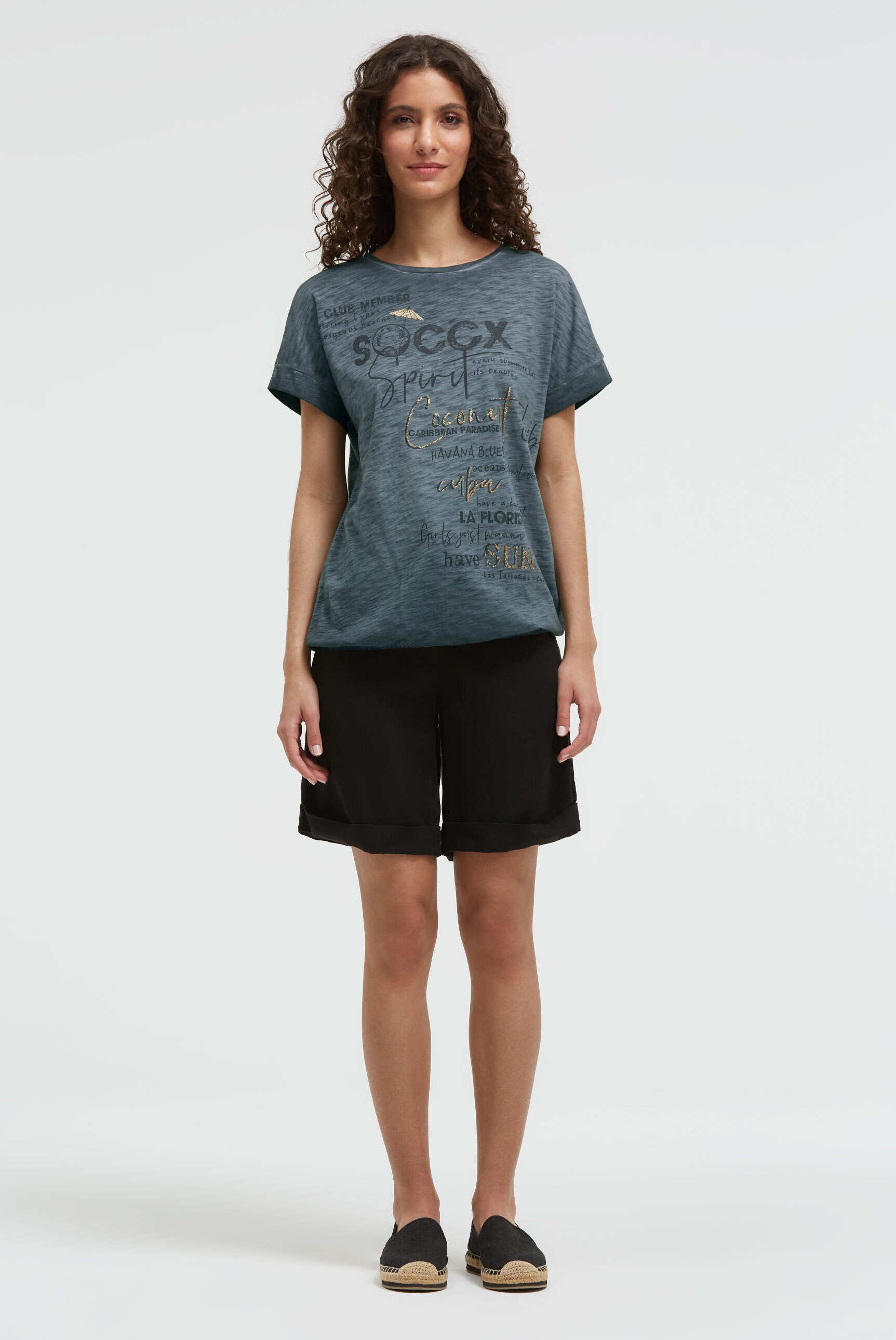SOCCX Rundhalsshirt mit Gummizug im Saum