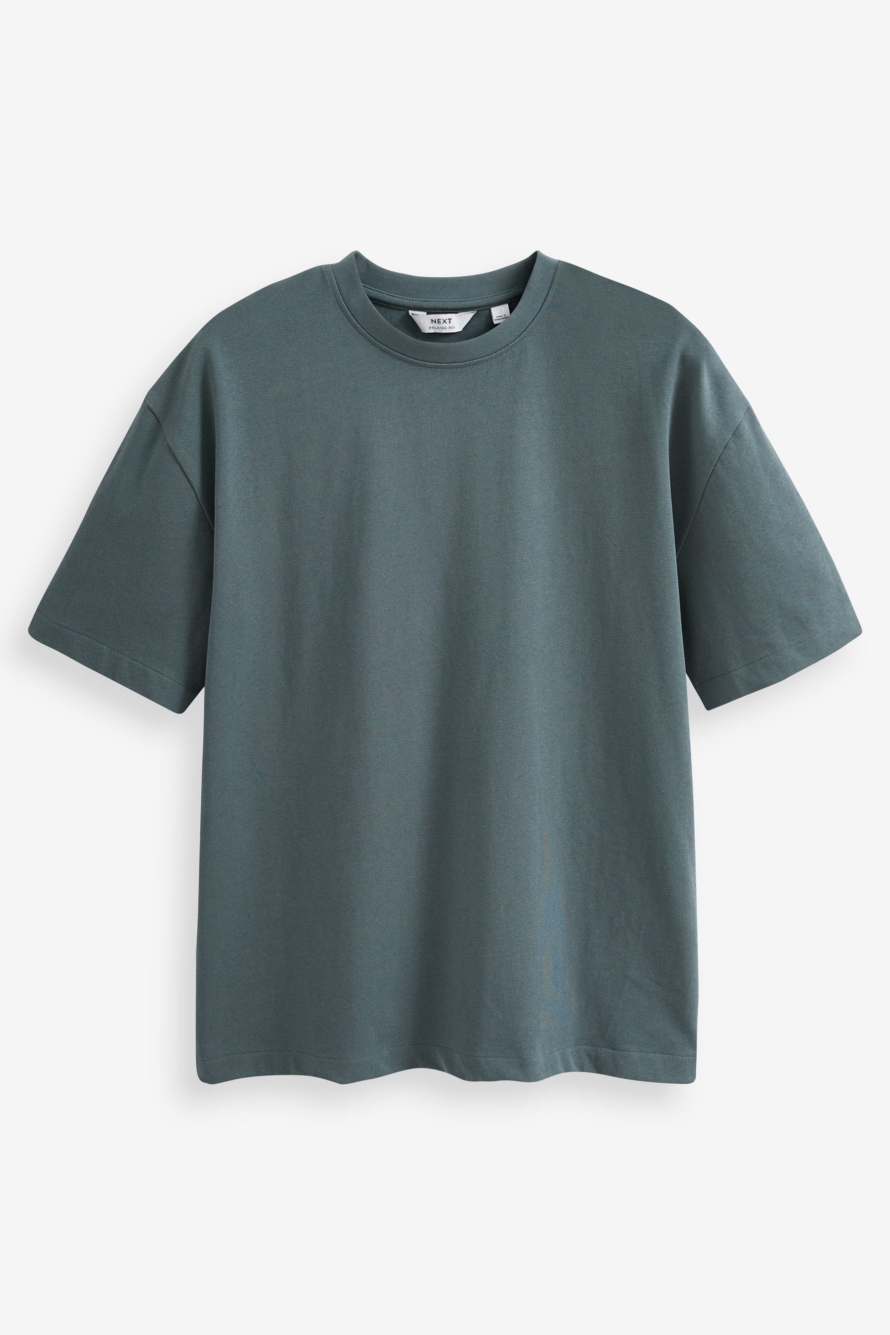 Next T-Shirt Oversized T-Shirt Blue schwerem Stoff Teal (1-tlg) aus Fit