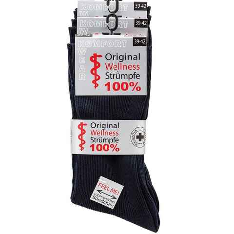 cwonlineshop Diabetikersocken 6 Paar Damen & Herren Socken (6-Paar) ohne Gummi & ohne Naht 100% Baumwolle