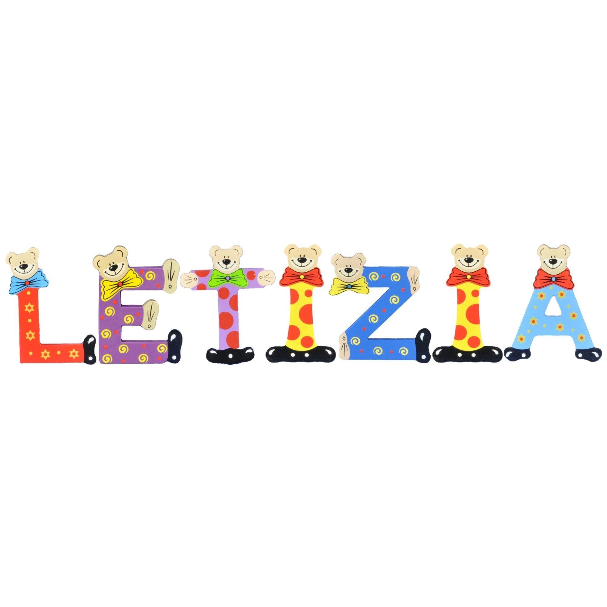 Playshoes Deko-Buchstaben (Set, 7 St), Kinder Holz-Buchstaben Namen-Set, LETIZIA - sortiert