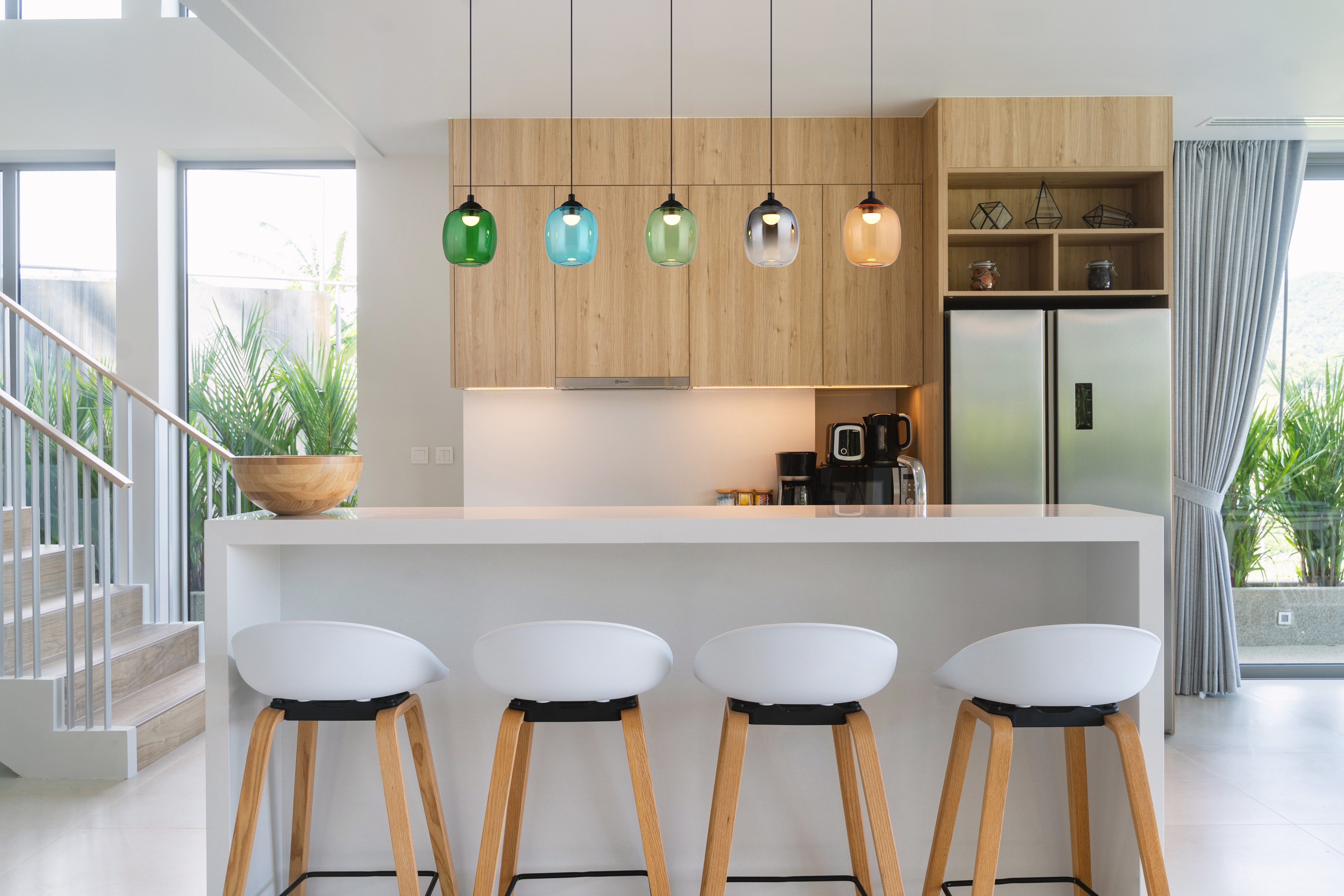 NOWA LED-Hängeleuchte MINARA, Memoryfunktion, LED fest integriert, Warmweiß, Gläser, Hängeleuchte, Wohnzimmer, Esstisch