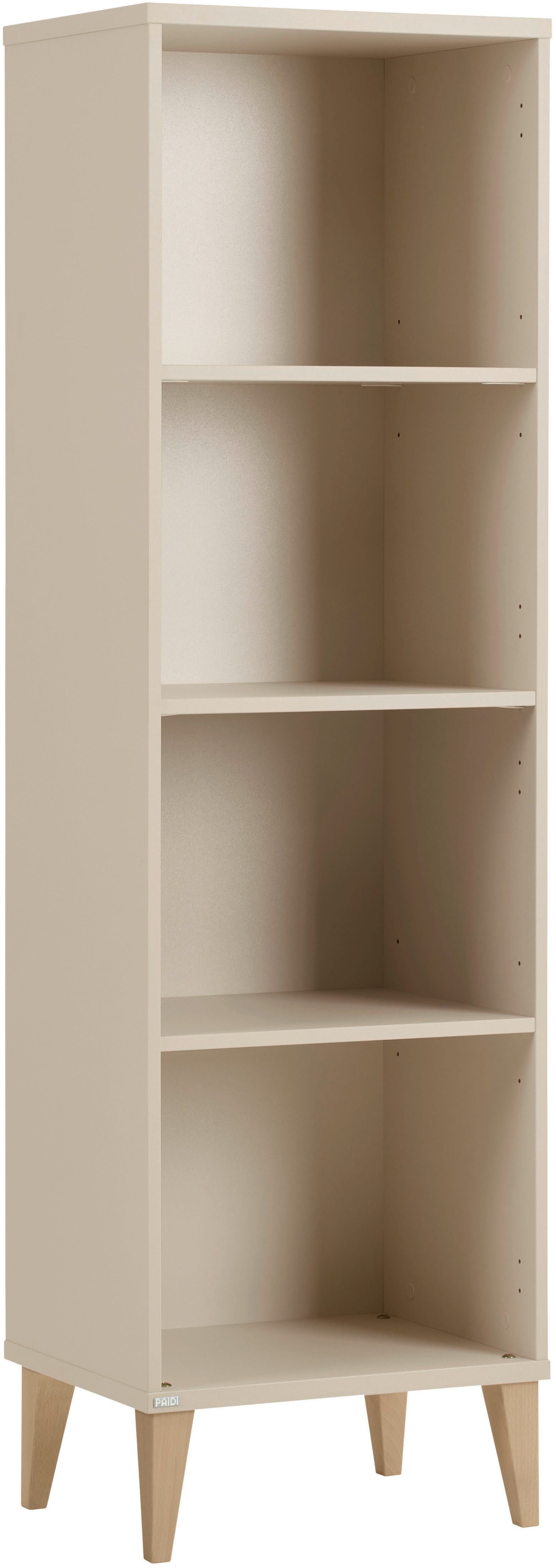 PAIDI Standregal JONTE in Beige mit offenen Fächern, verschiedene Größen, modernes & langlebiges Regal mit Massivholz-Füßen, Highboard