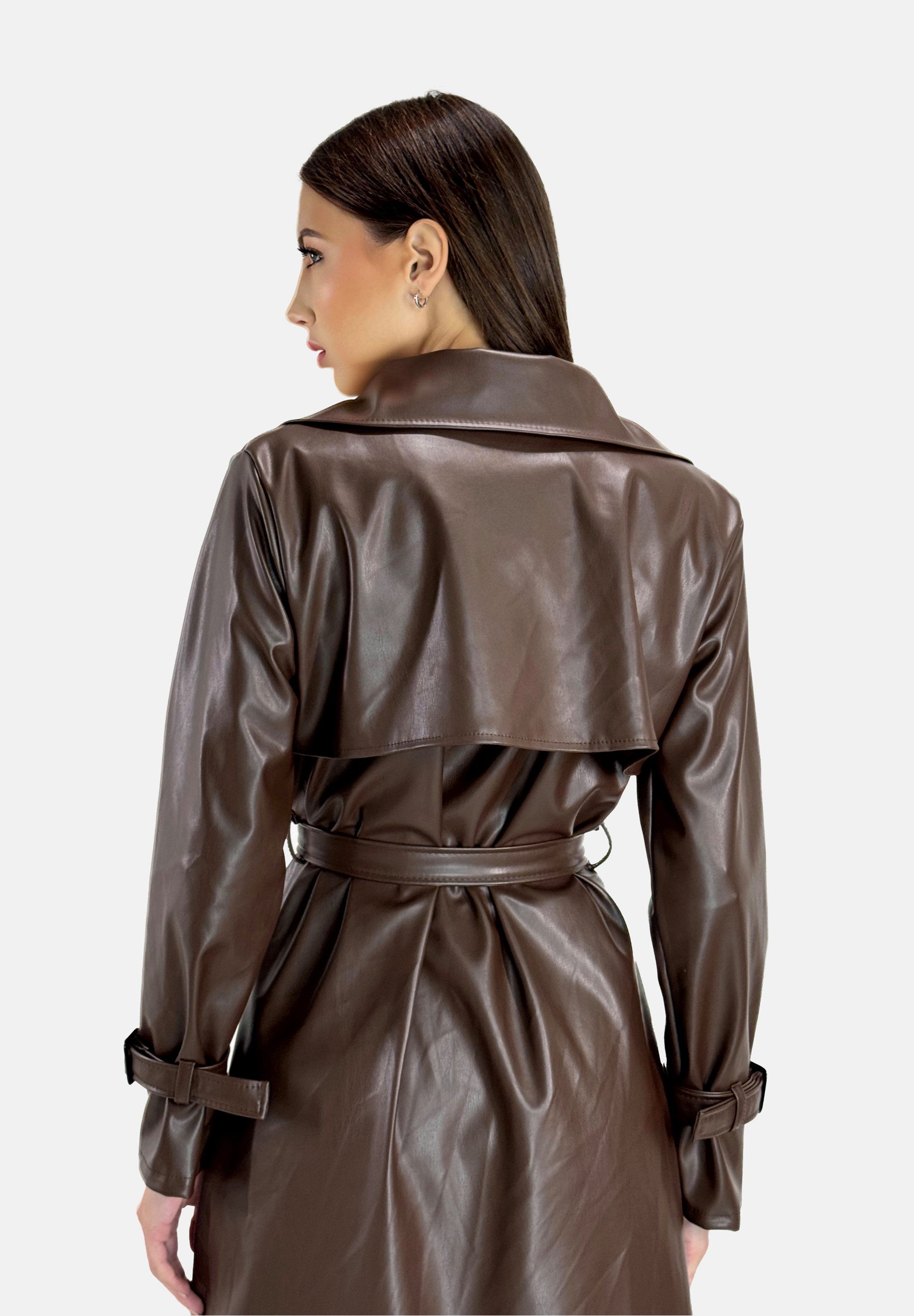 Elara Lederimitatmantel Elara Damen Trenchcoat (1-tlg) günstig online kaufen