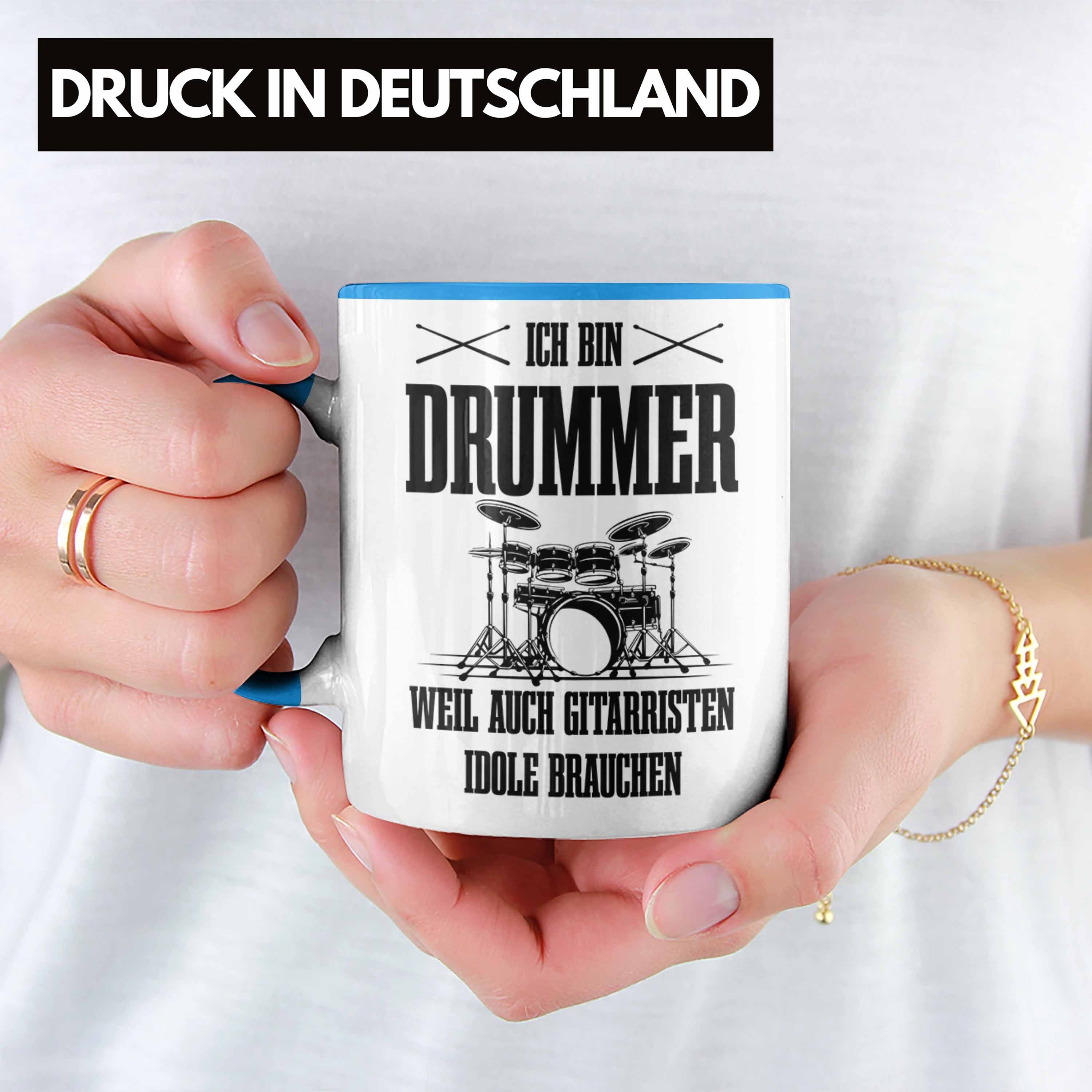Trendation Tasse Drummer Tasse Geschenk Weil Schlagzeugspieler Auc Geschenkidee Spruch Blau
