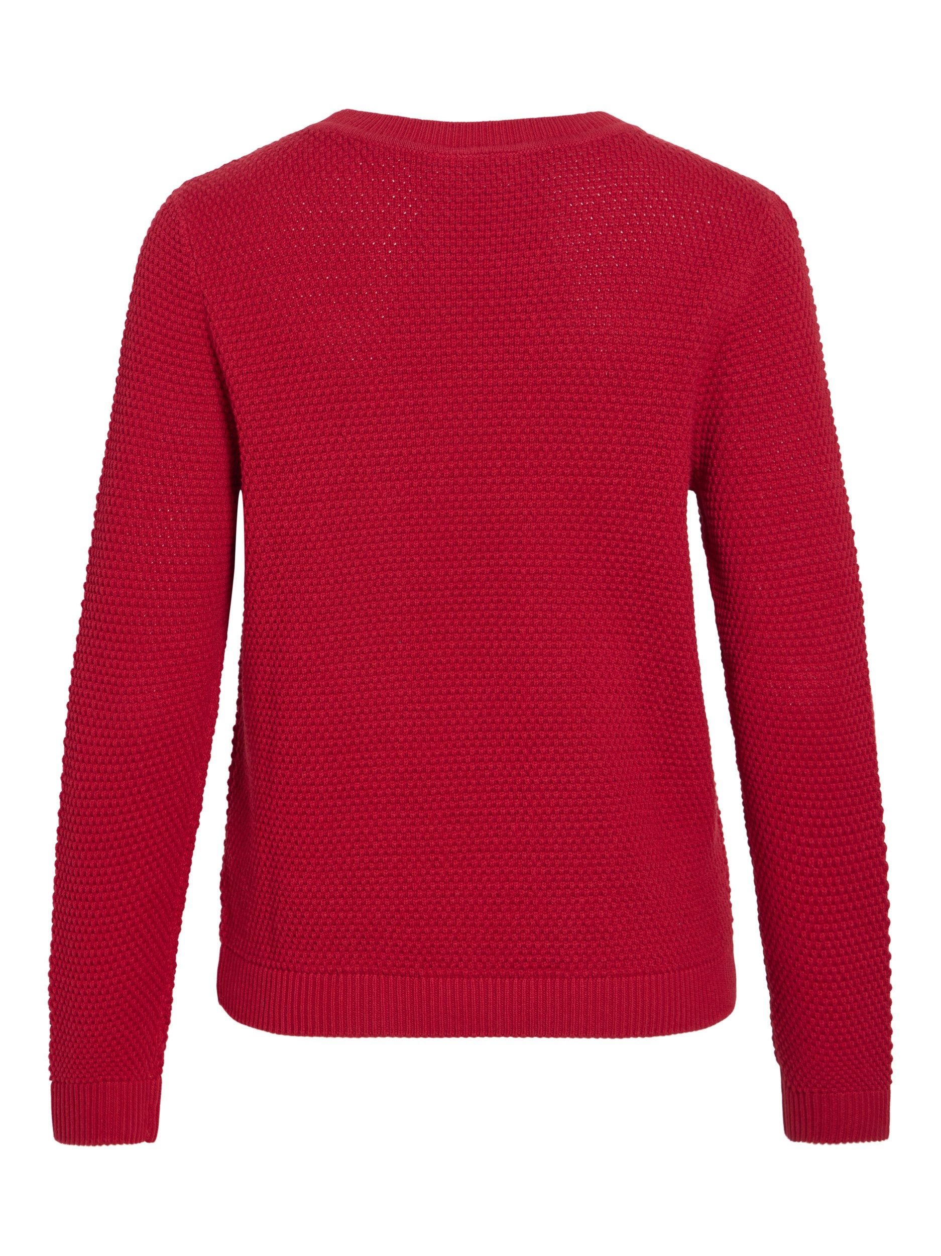 Vila Longpullover VIDALO O-NECK L/S KNIT TOP- NOOS 307125 Savvy Red – Bild 2 von 5