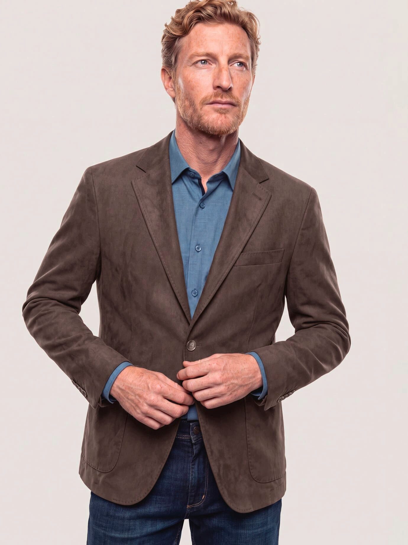 Walbusch Sakko Herren Sakko aus Microvelours Regular fit Reverskragen, Reverskragen, klassisch