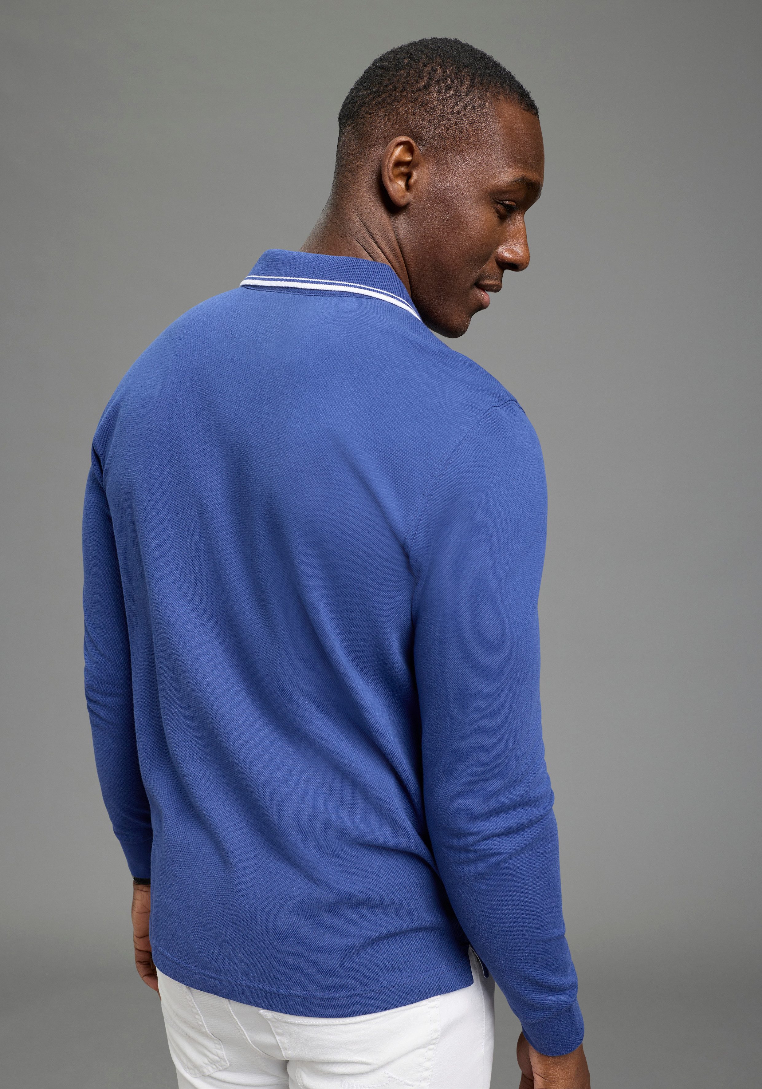 DELMAO Langarm-Poloshirt Neue Kollektion! schmale Passform, Langarm, unifarben, aus Piqué-Material