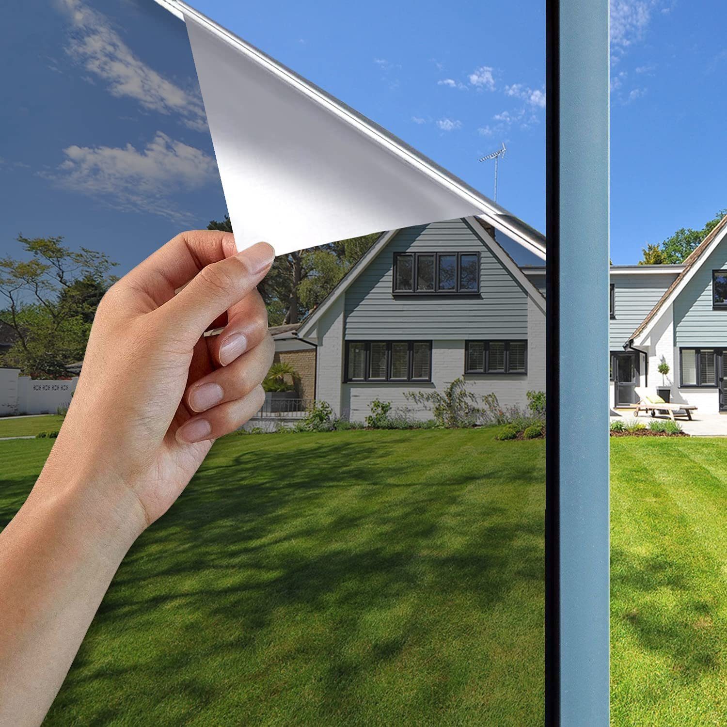 Fensterfolie Spiegelfolie Wärmeisolierung Sonnenschutzfolie Fensterfolie  99%UV-Schutz Fenster innen selbstklebend für Büro und Haus sliber, Leway