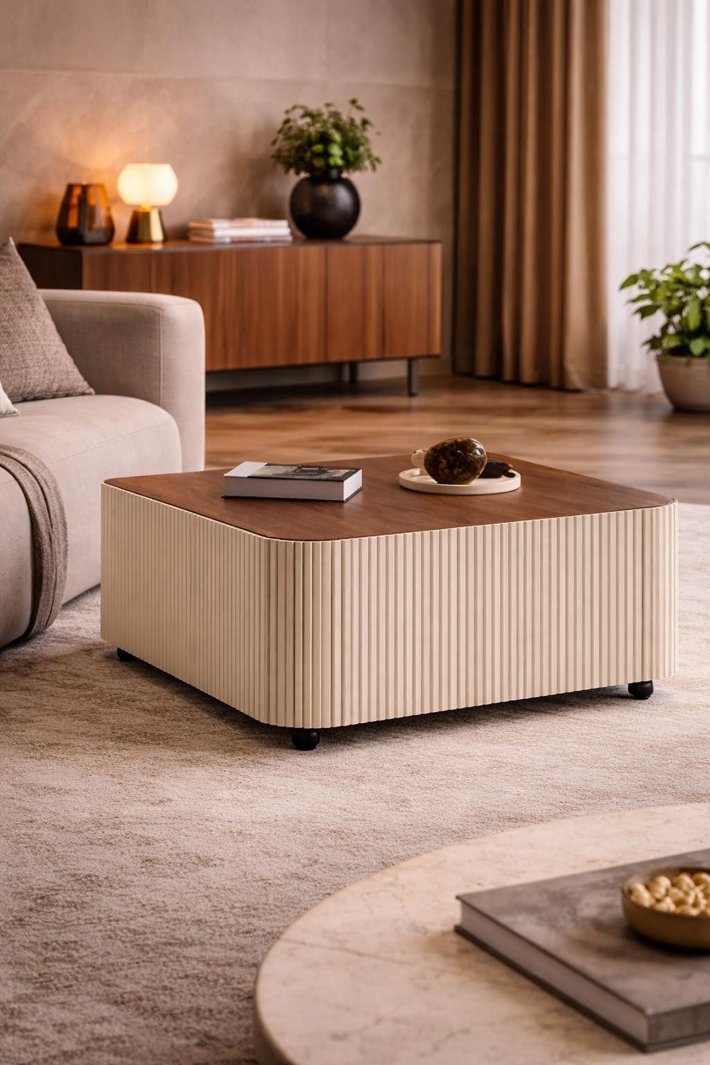 JVmoebel Couchtisch Eleganter Couchtisch mit Ribbeldesign und stilvollen Akzenten
