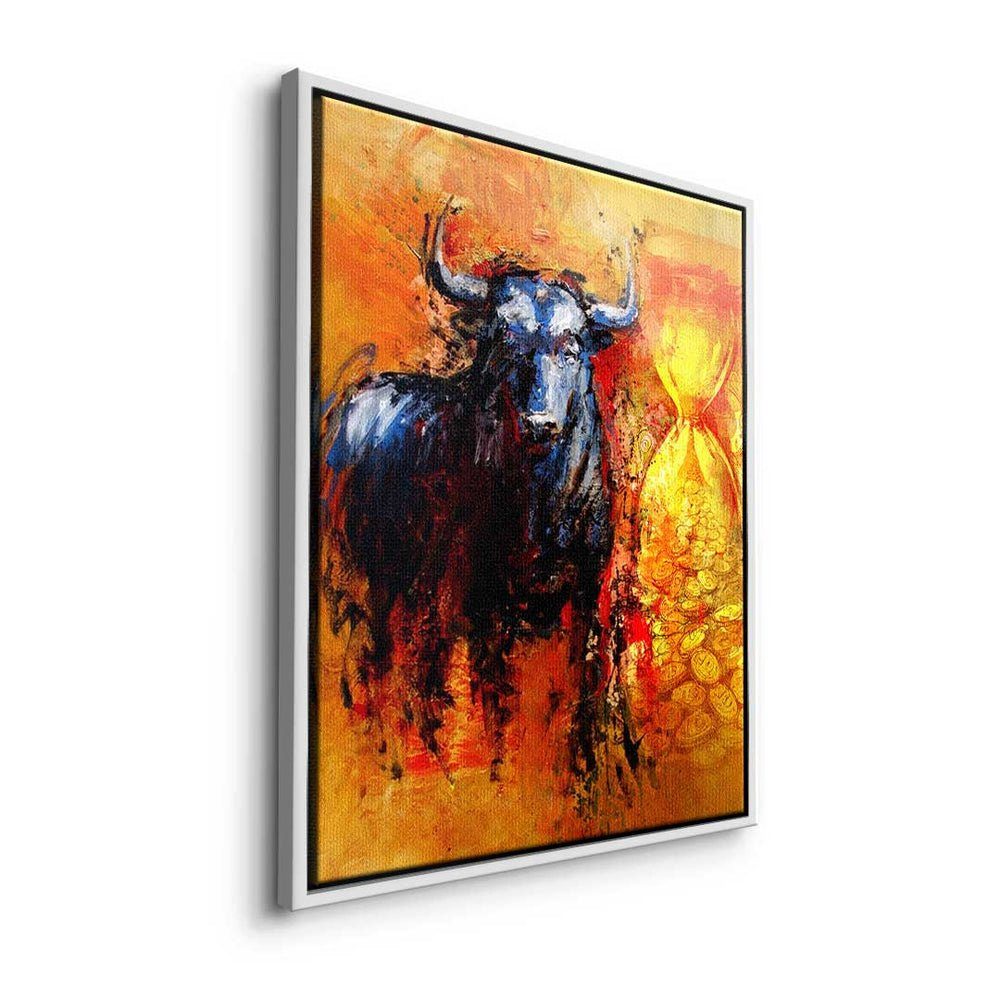 - Motivation Leinwandbild, DOTCOMCANVAS® Premium Trading - goldener Leinwandbild ist Rahmen Zeit - Geld