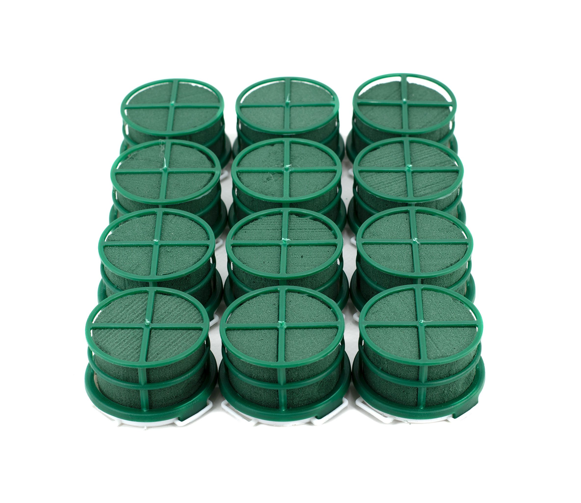 Creativery Bastelmoos, Nass Steckschaum Rund 5x4cm mit selbstklebendem Klebepad 12er Set