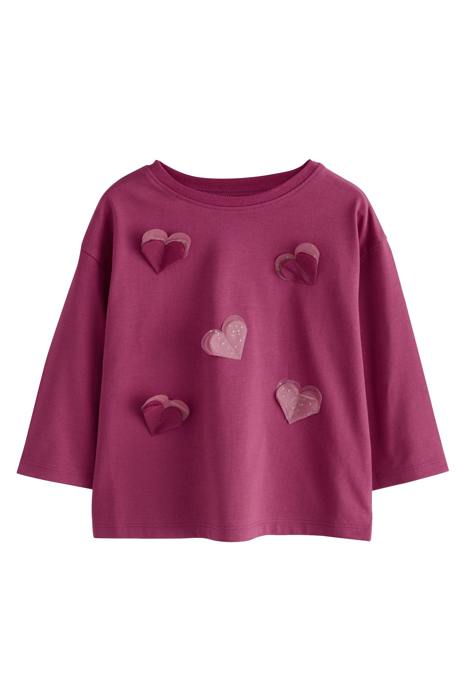 Next Langarmshirt Langärmeliges Mesh-Oberteil mit Herzapplikation günstig online kaufen