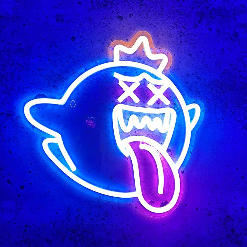 Gaming Deko, Sign, Schild, Geburtstagsfeier Neon Cave Weihnachtsgeschenk Neon LED Zone Dekoobjekt für Blau Man Halloween King Boo MUPOO Gaming