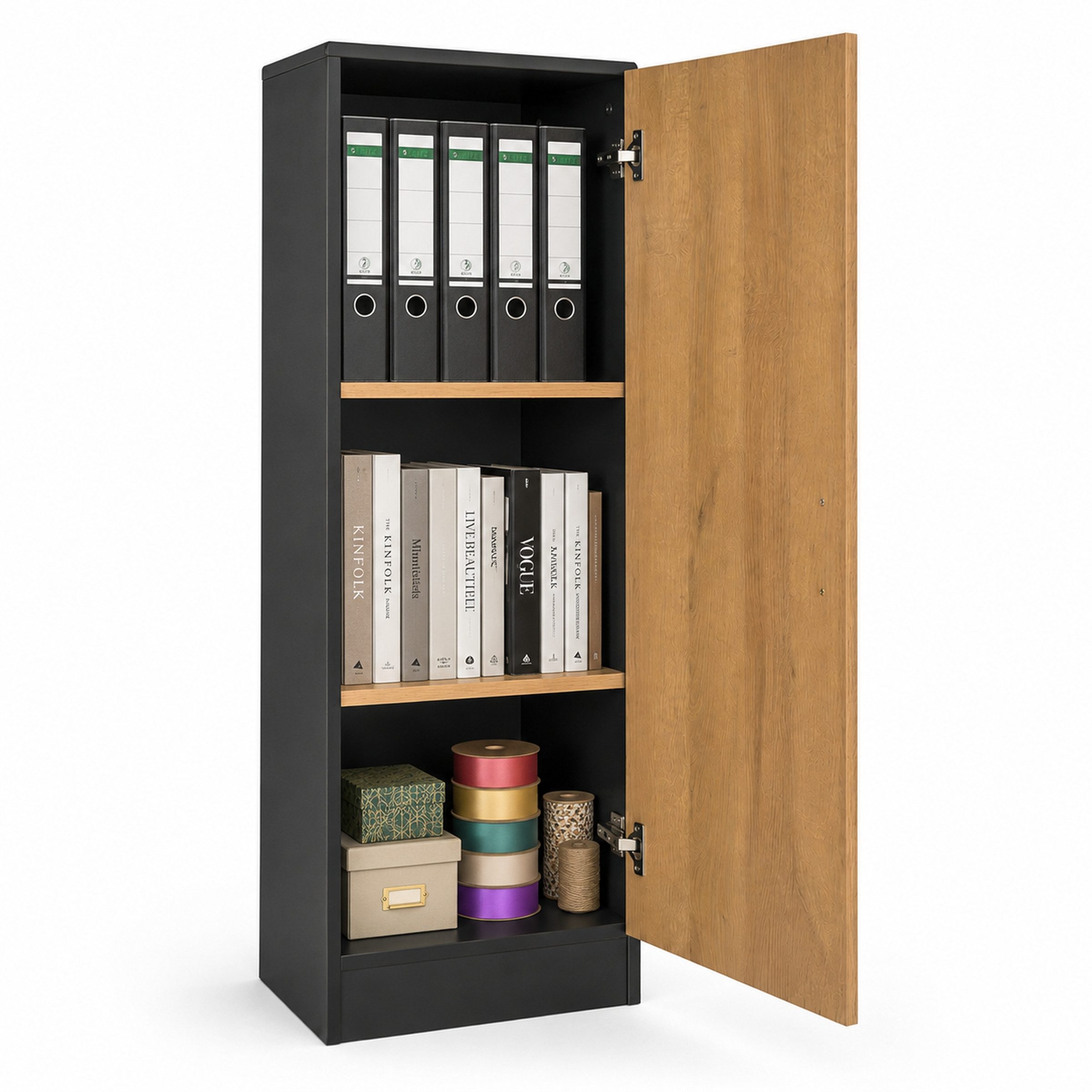 VCM Aktenschrank Dilos Aktenschrank B. 38 x T. 32 x H. 114 cm Mehrzweckschrank mit 1 Drehtür, 3 Fächer, Wohnzimmerschrank