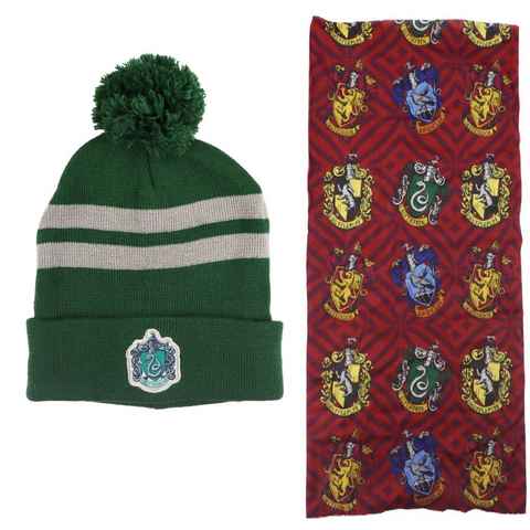 Harry Potter Bommelmütze Harry Potter Gryffindor Slytherin Mädchen Winter Set Mütze plus Snood Gr. 54 bis 56