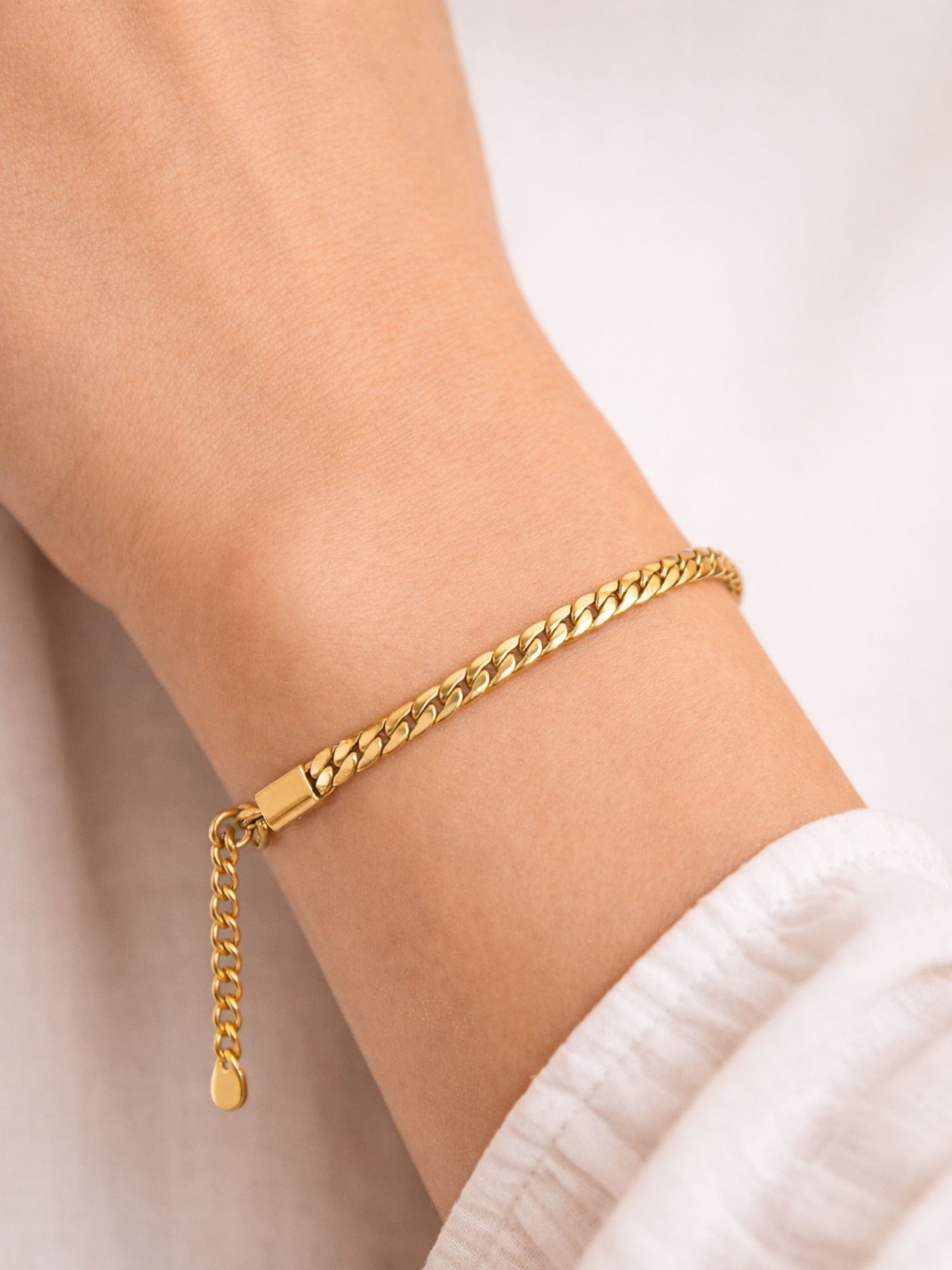 BS Schmuckdesign Panzerarmband Armband Damen 14K vergoldet flaches Panzerar günstig online kaufen