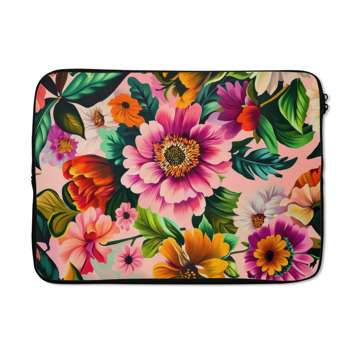MuchoWow Laptop-Hülle Blumen - Bunt - Rosa 14 Zoll, Schutzhülle für Laptop, Schutz gegen Kratzern, Laptoptasche