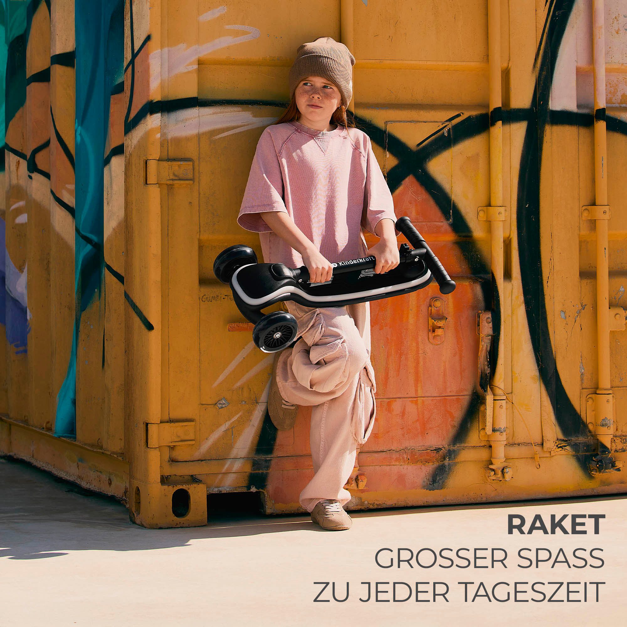 Kinderkraft Tretroller RAKET, für Kinder; mit Bremse und leuchtenden Vorderrädern