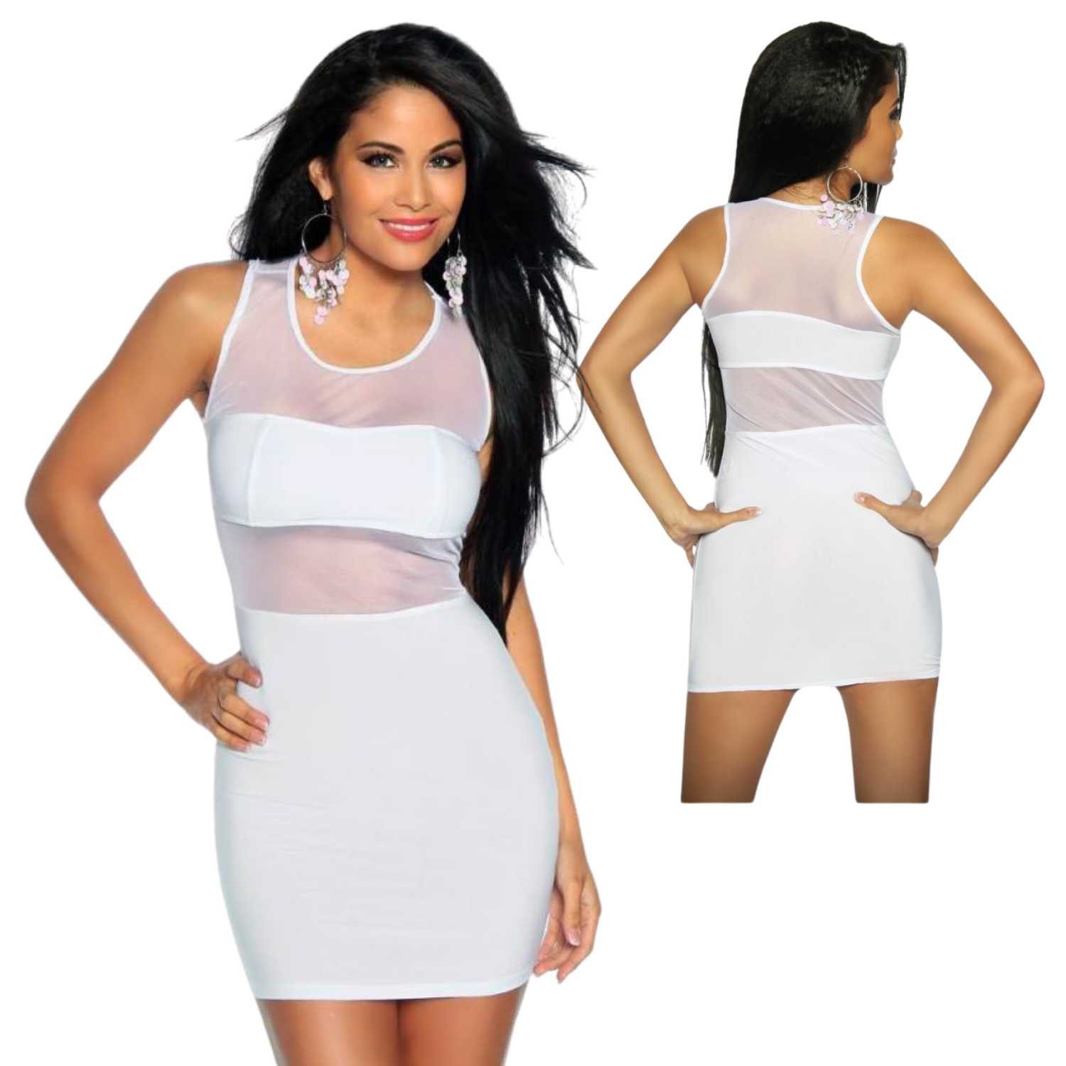 Atixo Minikleid Minikleid mit Netzeinsätzen weiß