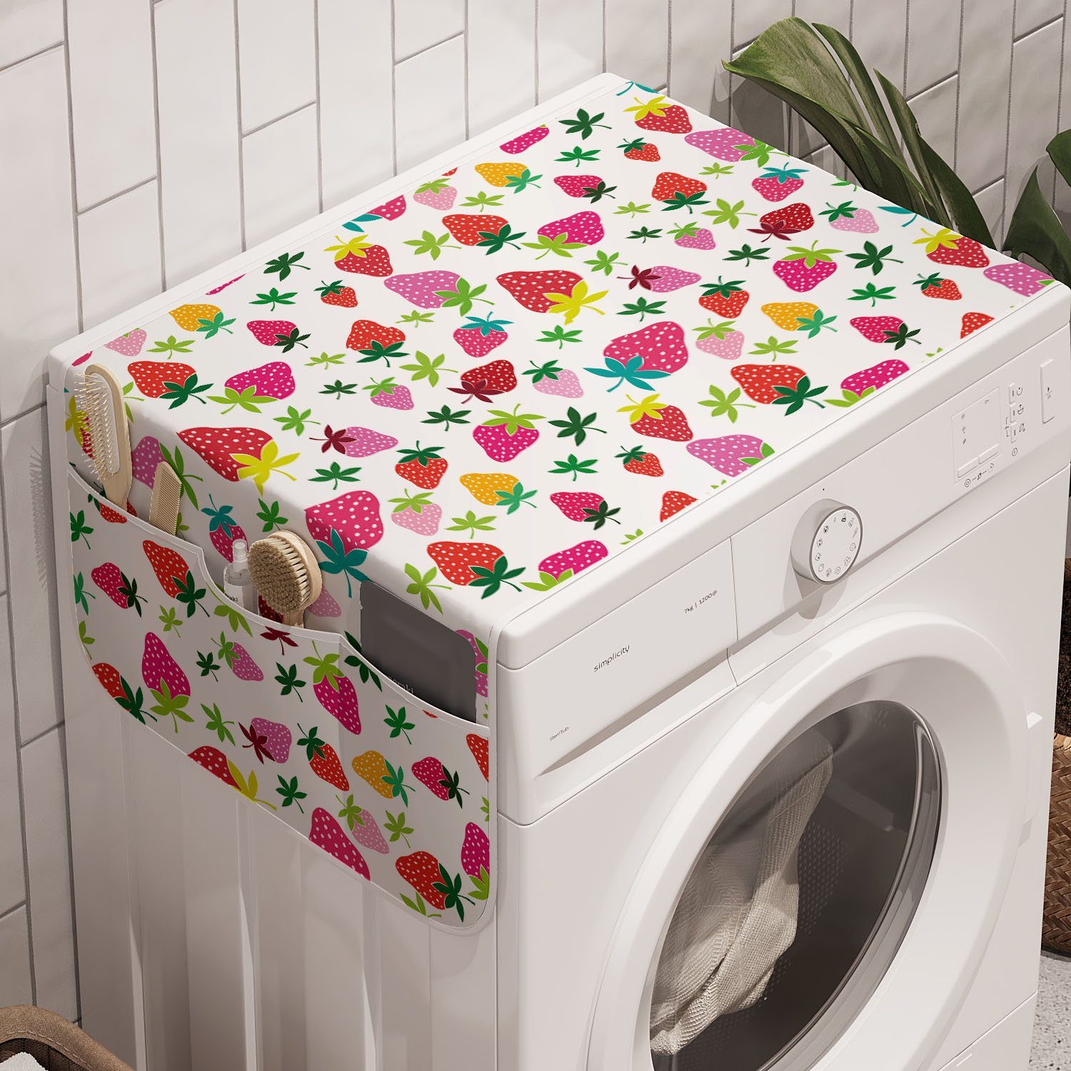 Trockner, Erdbeeren für und Anti-Rutsch-Stoffabdeckung Waschmaschine Cartoon Abakuhaus Badorganizer Obst