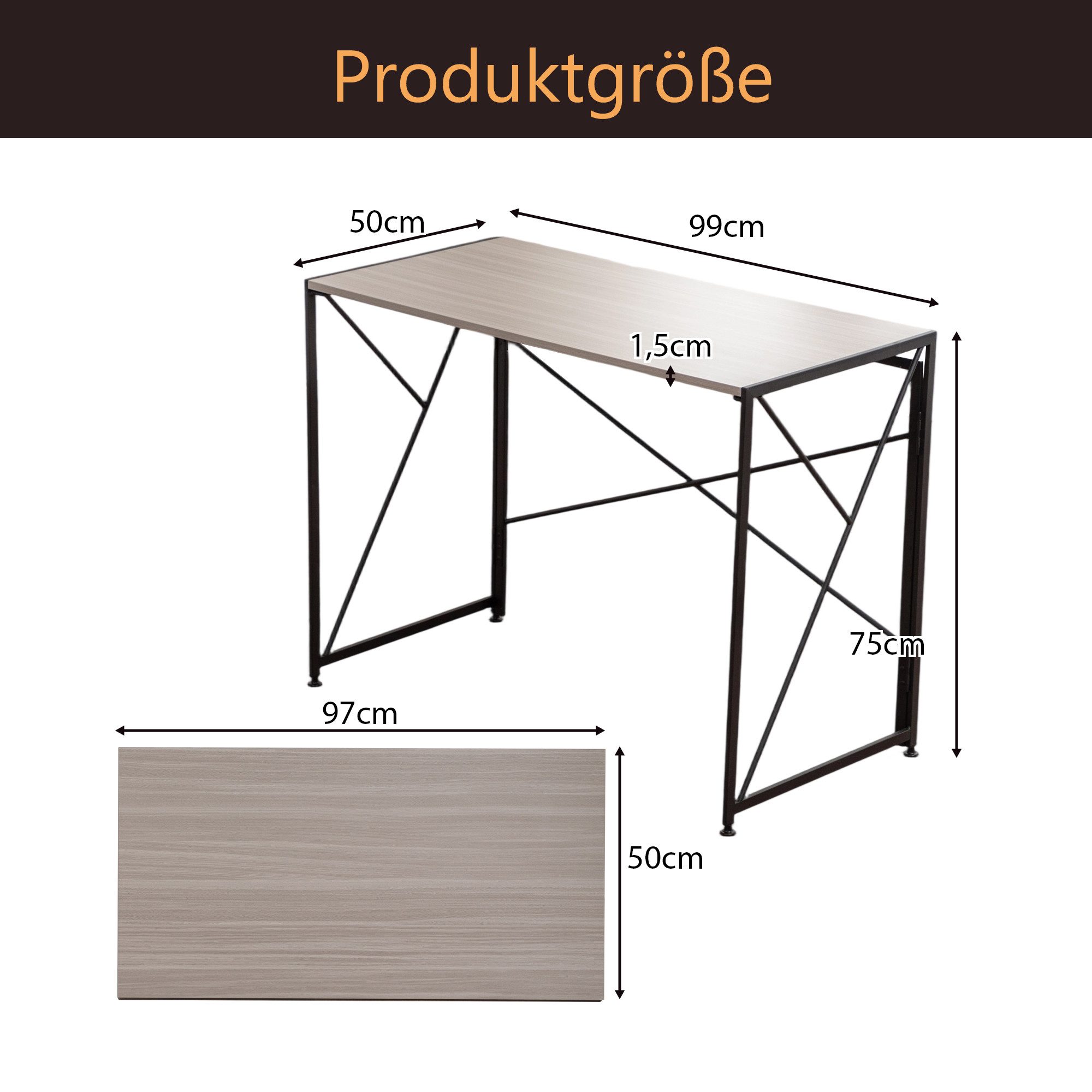 Thanaddo Computertisch Klappbar Faltbar Schreibtisch 100 cm Bürotisch (Packung, 1 Tisch), Breite 99cm;Klapptisch