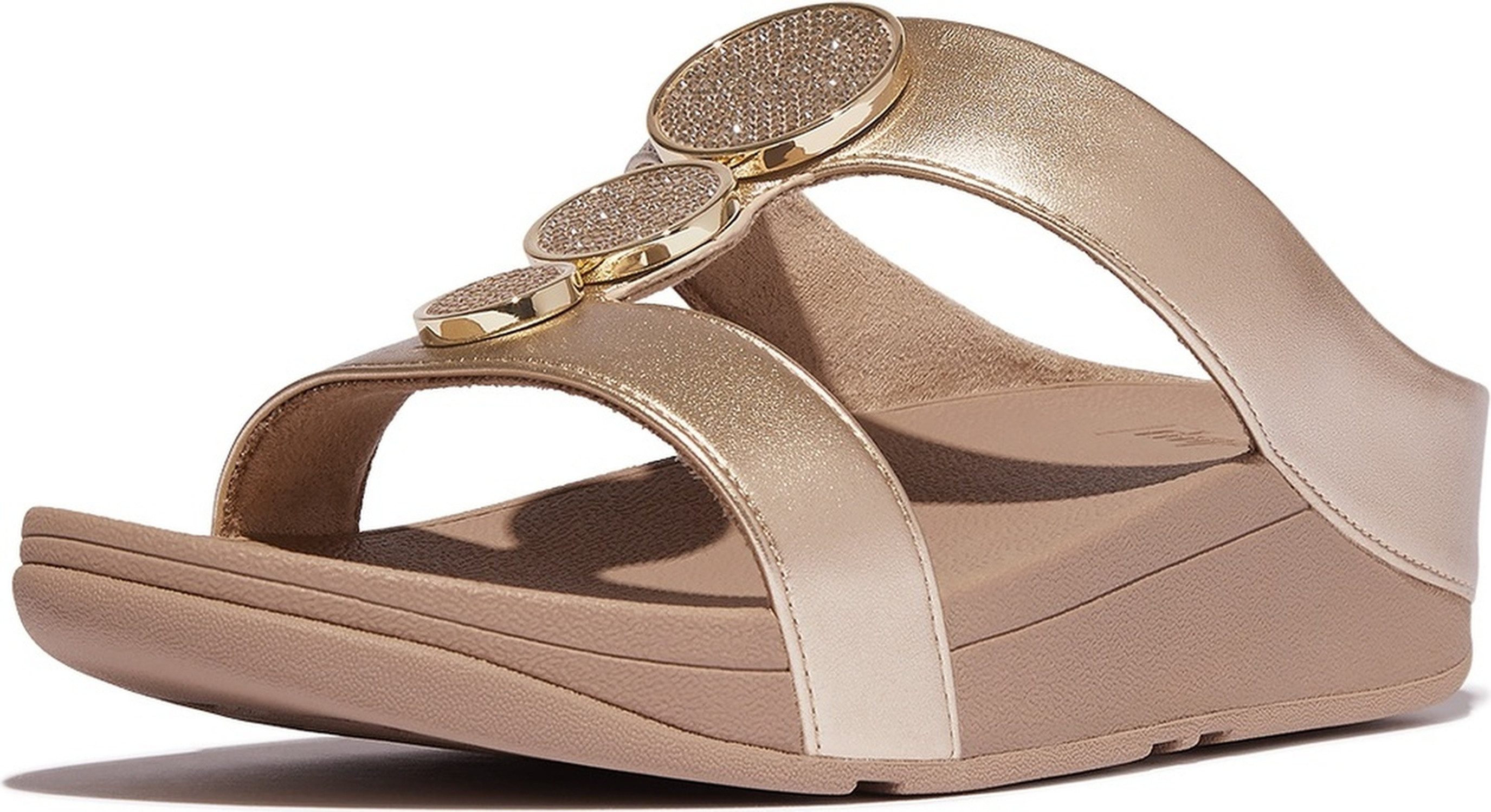 Fitflop Halo Bead-Circle Metallic H-Bar Slides Sandale