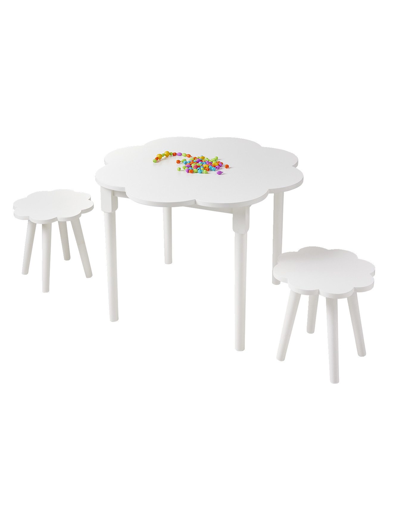 vertbaudet Kindertisch Kinderzimmer-Set: Spieltisch & 2 Hocker, Set, 3-teilig, Blumenform