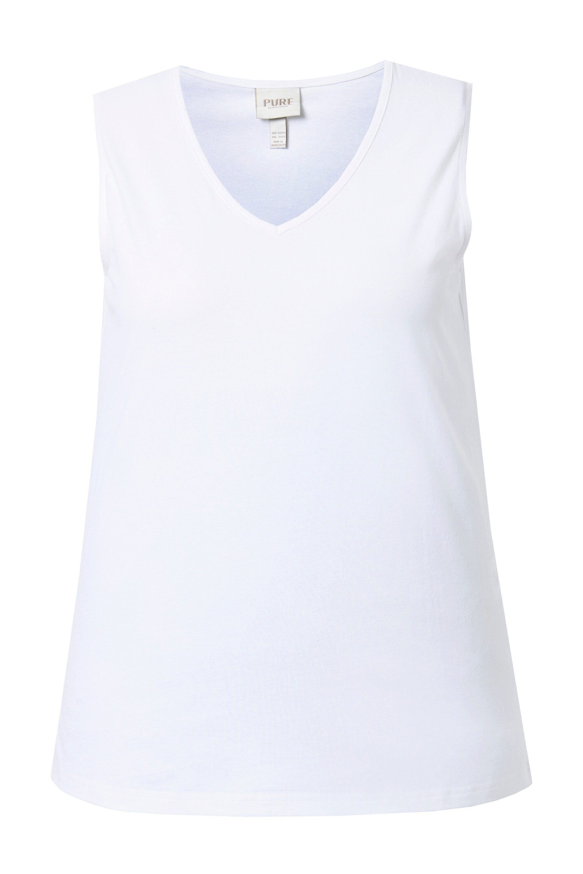 Ulla Popken Longtop Top Classic V-Ausschnitt ärmellos Biobaumwolle