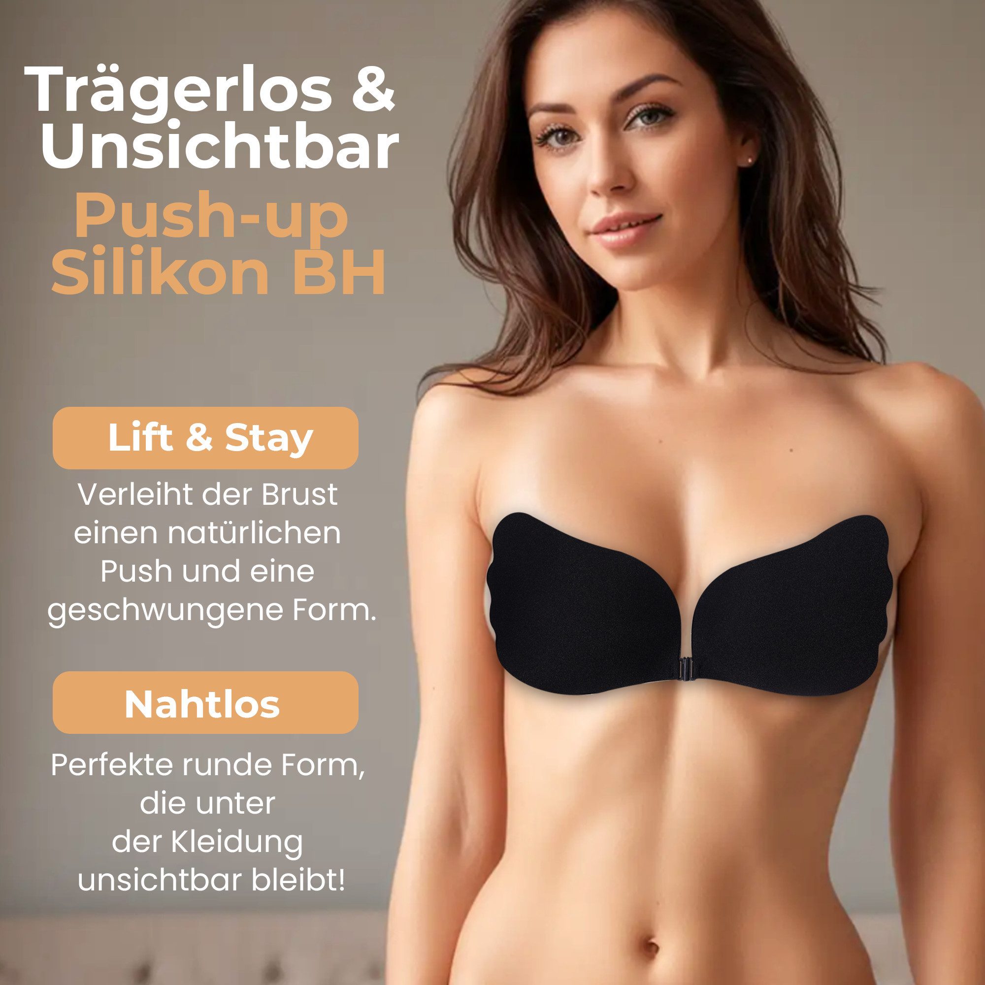 Dilara Push-up-BH trägerlos & selbsthaftend - Unsichtbarer BH für rückenfreie Outfits Atmungsaktiv & wiederverwendbar, dabei sicher & sanft zur Haut – Bild 4 von 5