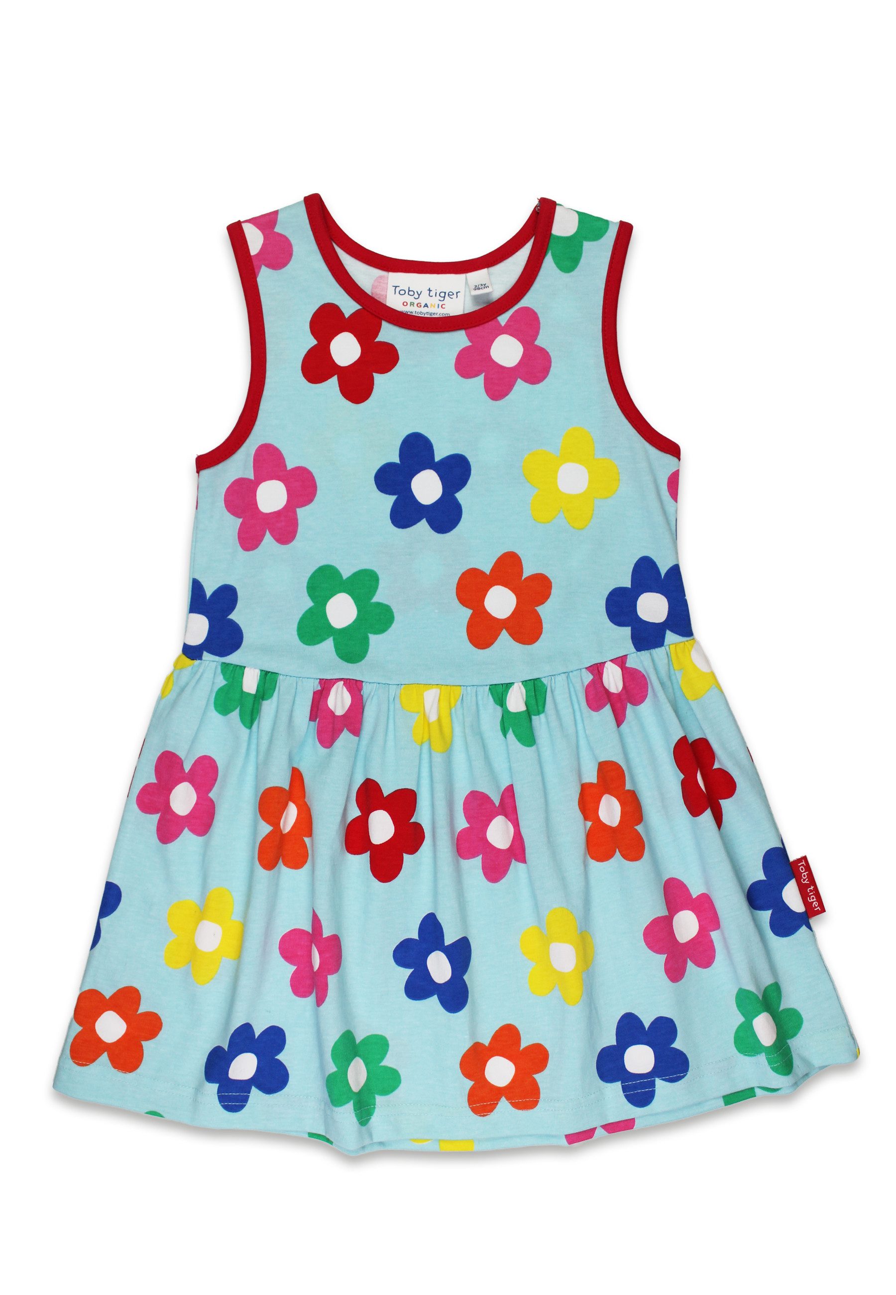 Toby Tiger Shirtkleid Jersey Trägerkleid mit Regenbogenblumen Print