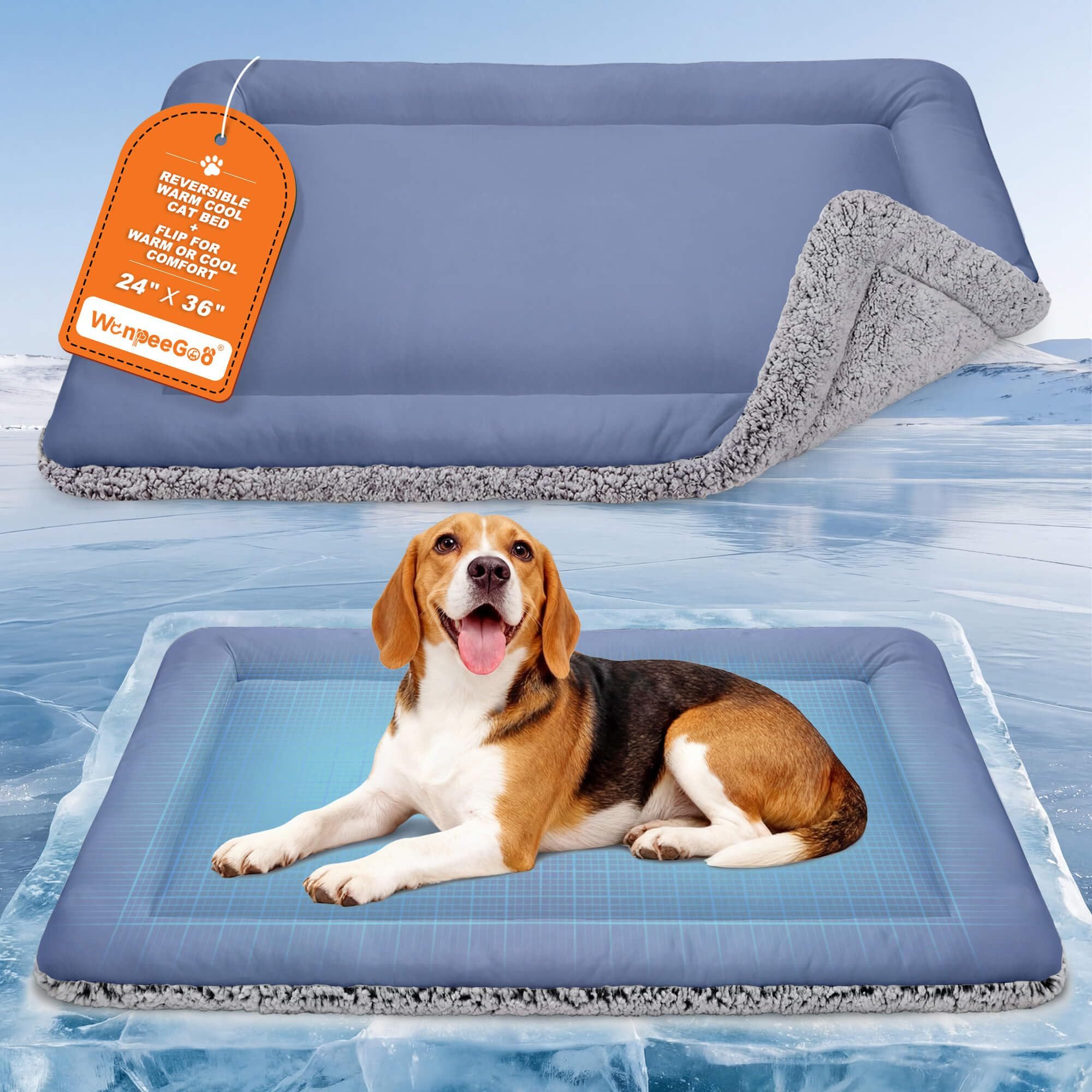 Ledander Hundematte Kühlmatte für Hunde, selbsterwärmendes Katzenbett, wendbares Design., Warm im Winter und kühl im Sommer,Thermo / Hundekissen / kühlend