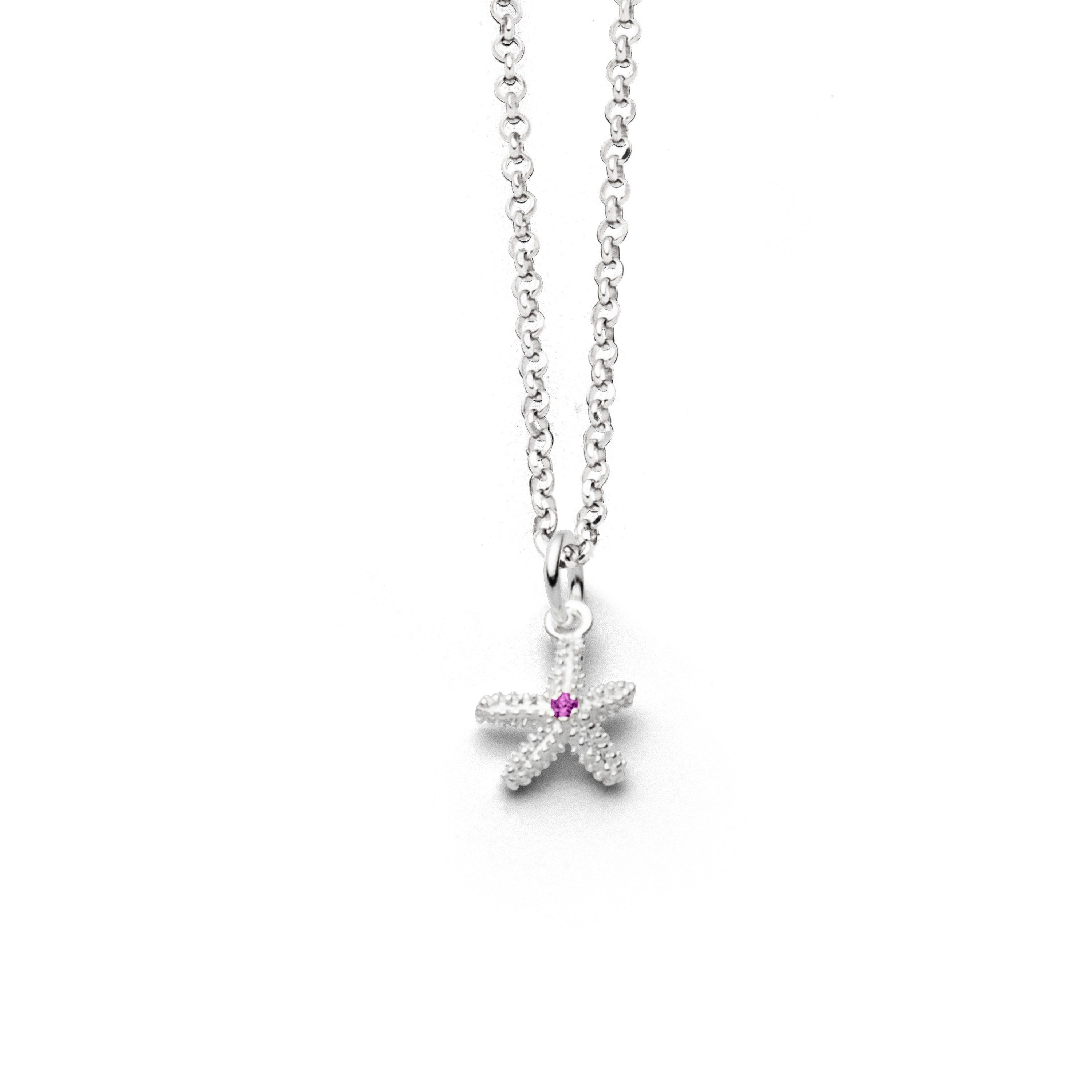 DUR Kette mit Anhänger Seestern 2.0 K3052 925 Silber Zirkonia pink 45 cm maritime Damenkette