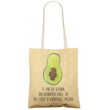 Mr. & Mrs. Panda Tragetasche Avocado Kern - Gelb Pastell - Geschenk, Gesund, Spruch Leben, Vegan, (1-tlg), Einzigartig Bedruckt