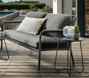 Destiny Gartenlounge-Set GENUA, (12-tlg., 1 Sofa, 2 Sessel, 2 Tische ⌀ 60x40 u. ⌀ 40x50 cm inkl. Auflagen), Aluminium, Olefin-Rope