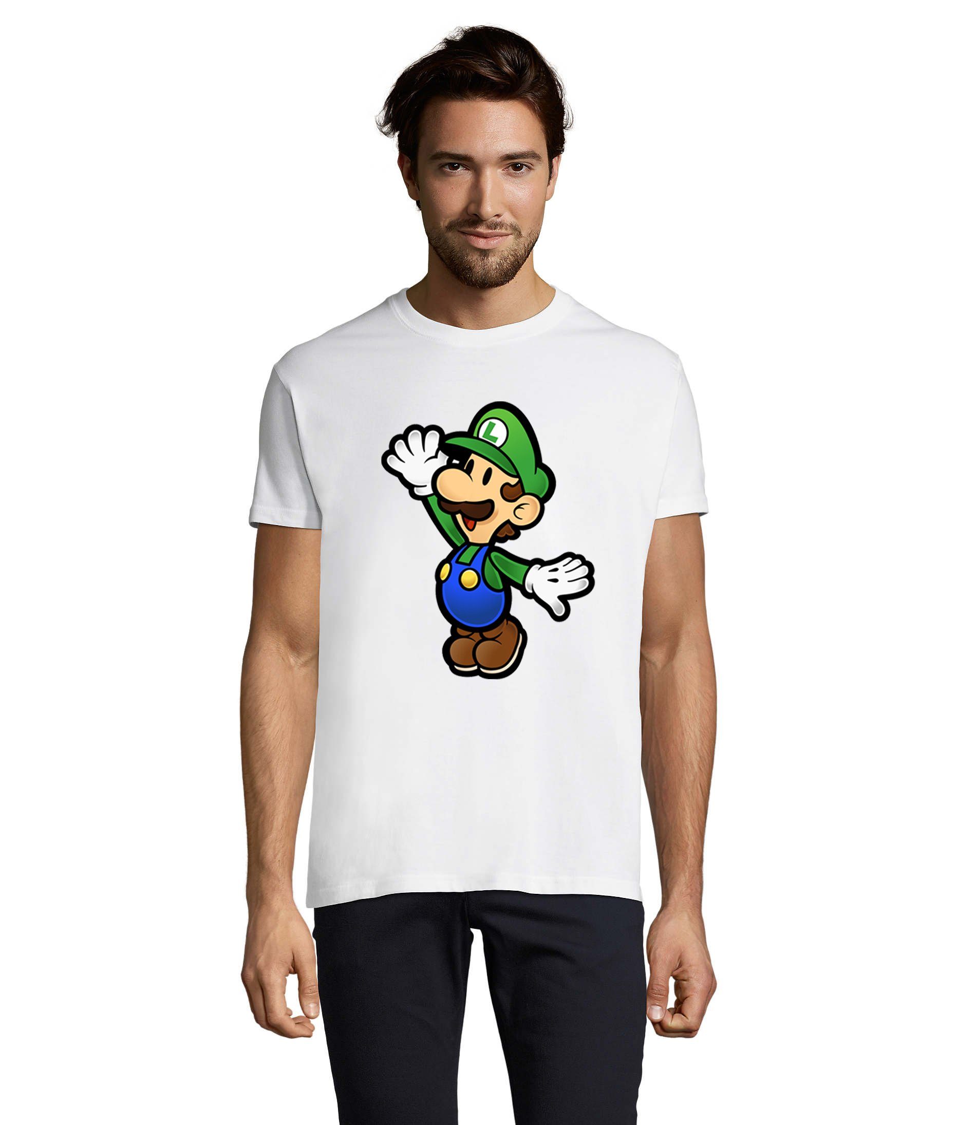 Blondie & Brownie T-Shirt Herren Luigi Nintendo Mario Peach Yoshi Gaming Weiß