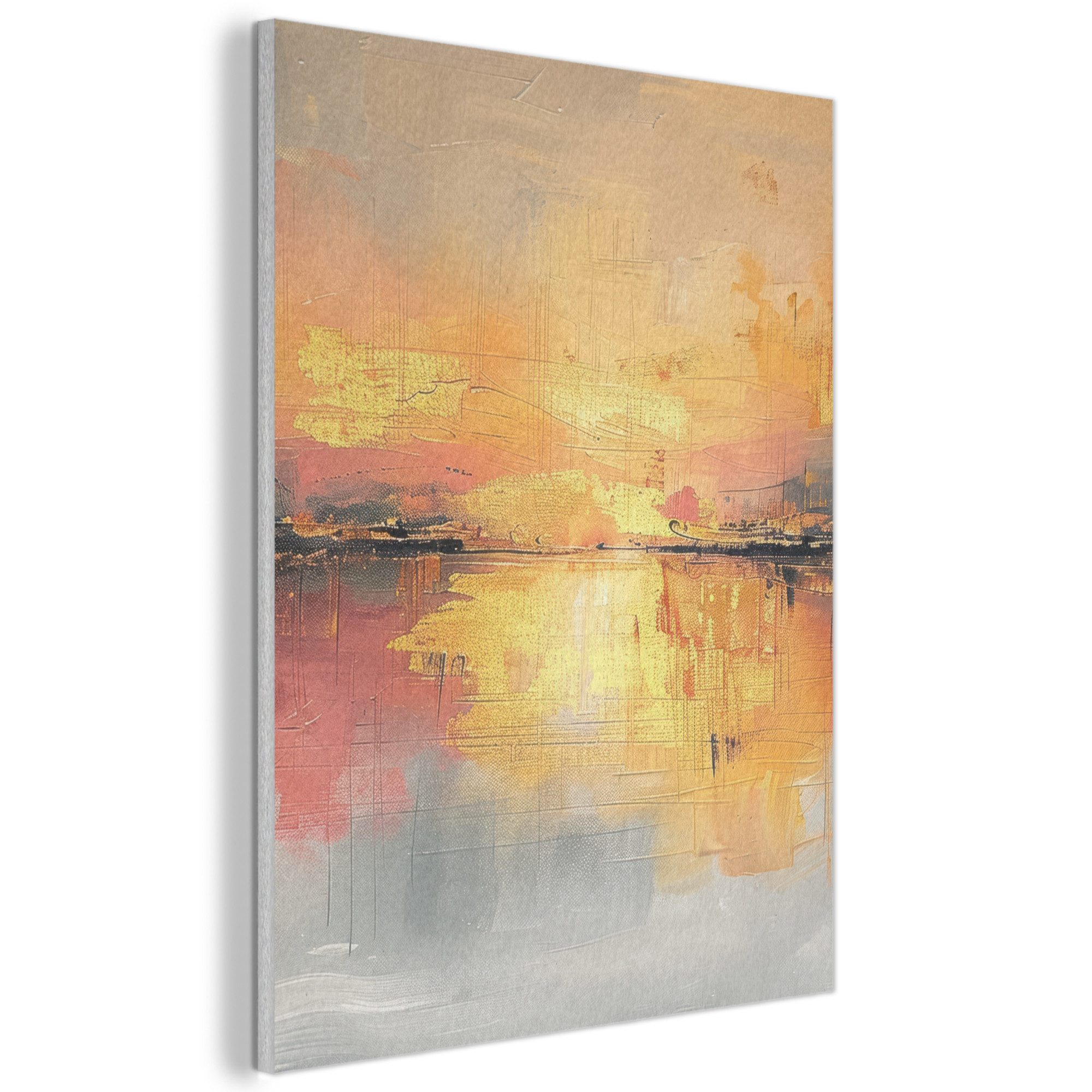 MuchoWow Gemälde Modern - Abstrakt - Gold - Rosa, Fotodruck (1 St), Akustikpaneele, Wandpaneele, Schalldämmung, Akustikbilder 30x40 cm