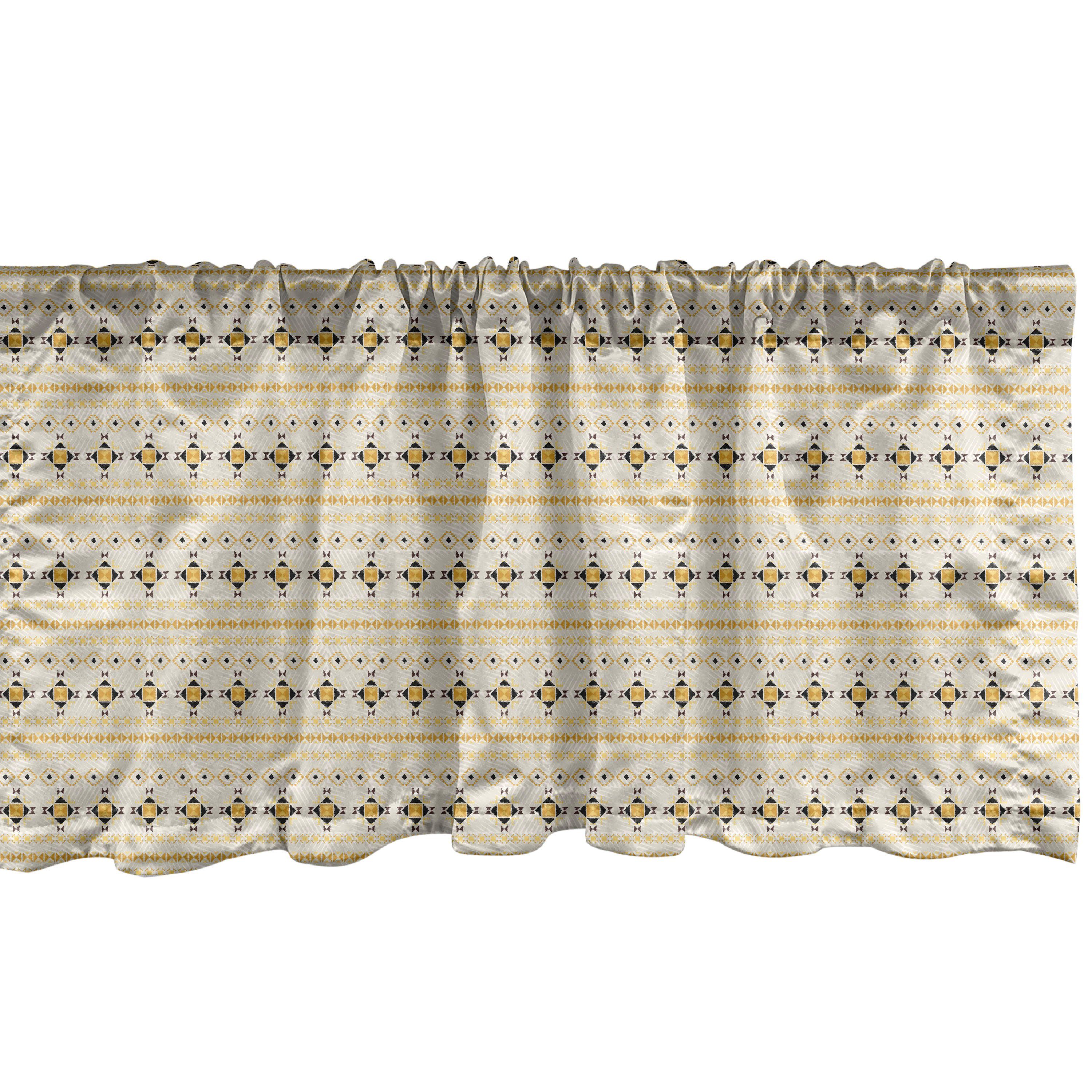 Stangentasche, Oriental Horizontal mit für Volant Küche Schlafzimmer Abakuhaus, Aztekisch Microfaser, Shapes Scheibengardine Dekor Vorhang