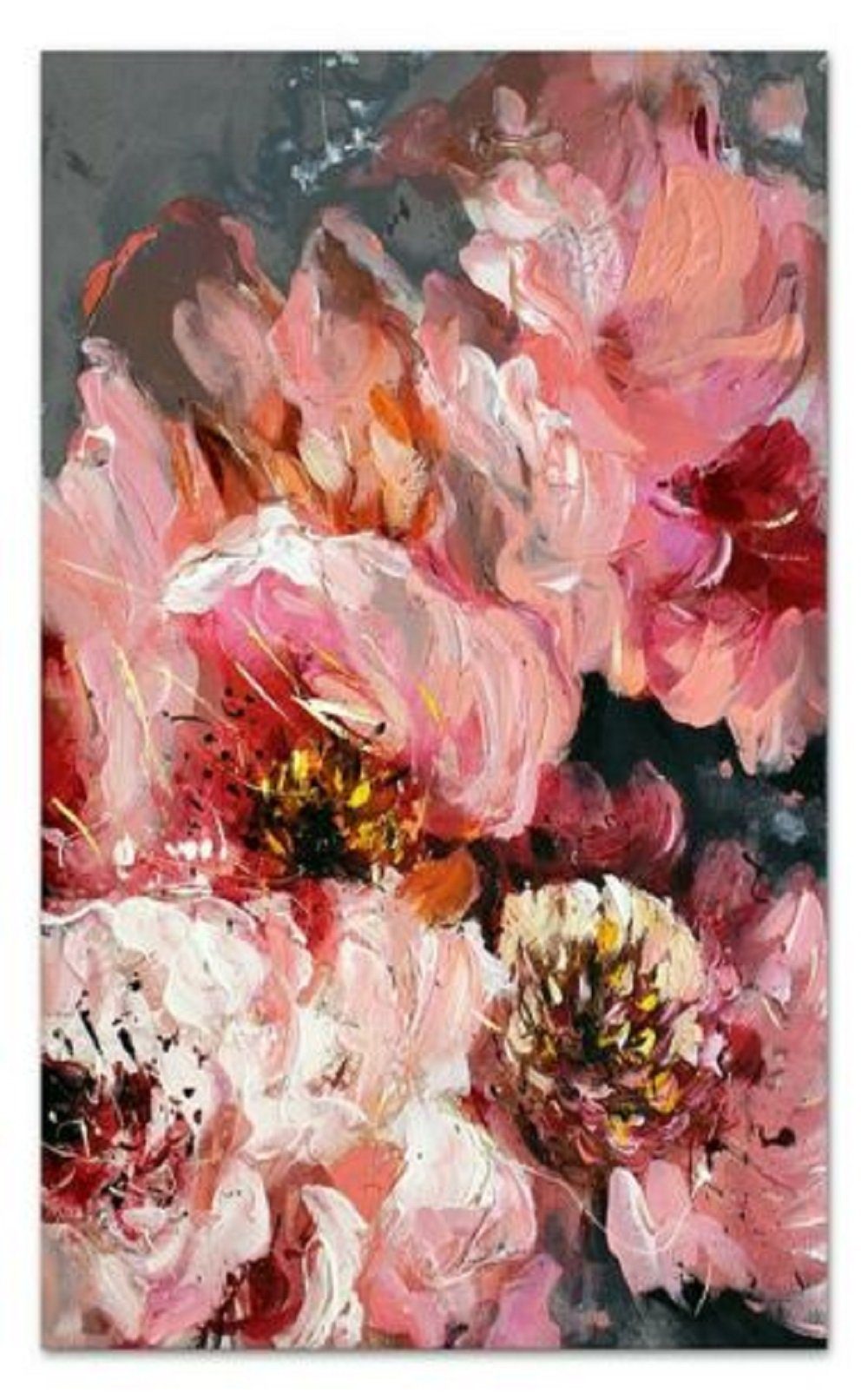 G100137, Gemälde Blumen Moderne JVmoebel Öl Ölbild Rahmen Kunst Bilder Abstrakt Handarbeit