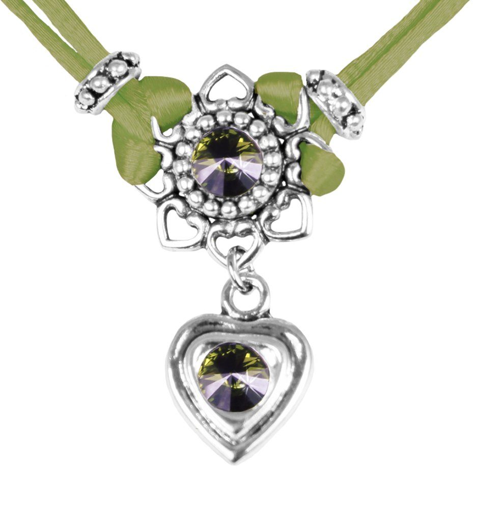 LUISIA® Kette mit Anhänger Chiara mit Herzblüte, Strassherz und Kristallen günstig online kaufen