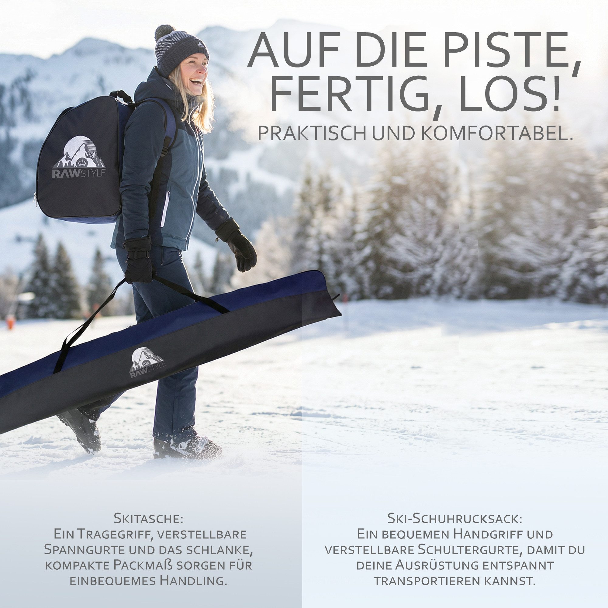 BambiniWelt by Rafael K. Skitasche Skitasche Ski-Schuh-Tasche KOMBI SET 160cm oder 180cm wasserdicht (Skitasche + Skischuhtasche), wasserdichtes, starkes Cordura-Gewebe