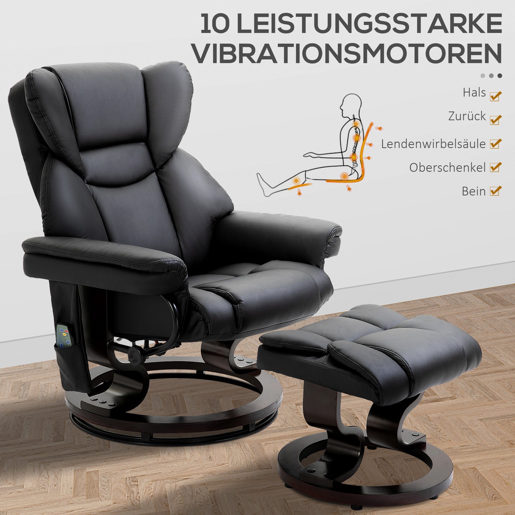 Schwarz HOMCOM Massagesessel Massagestühle