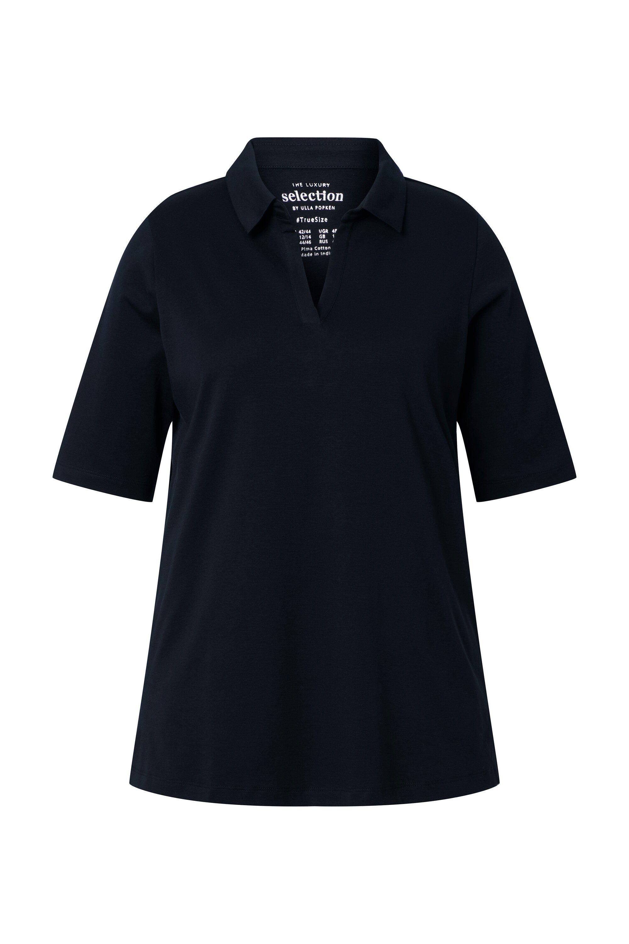 Ulla Popken Poloshirt Poloshirt A-Linie Halbarm Pima Cotton günstig online kaufen